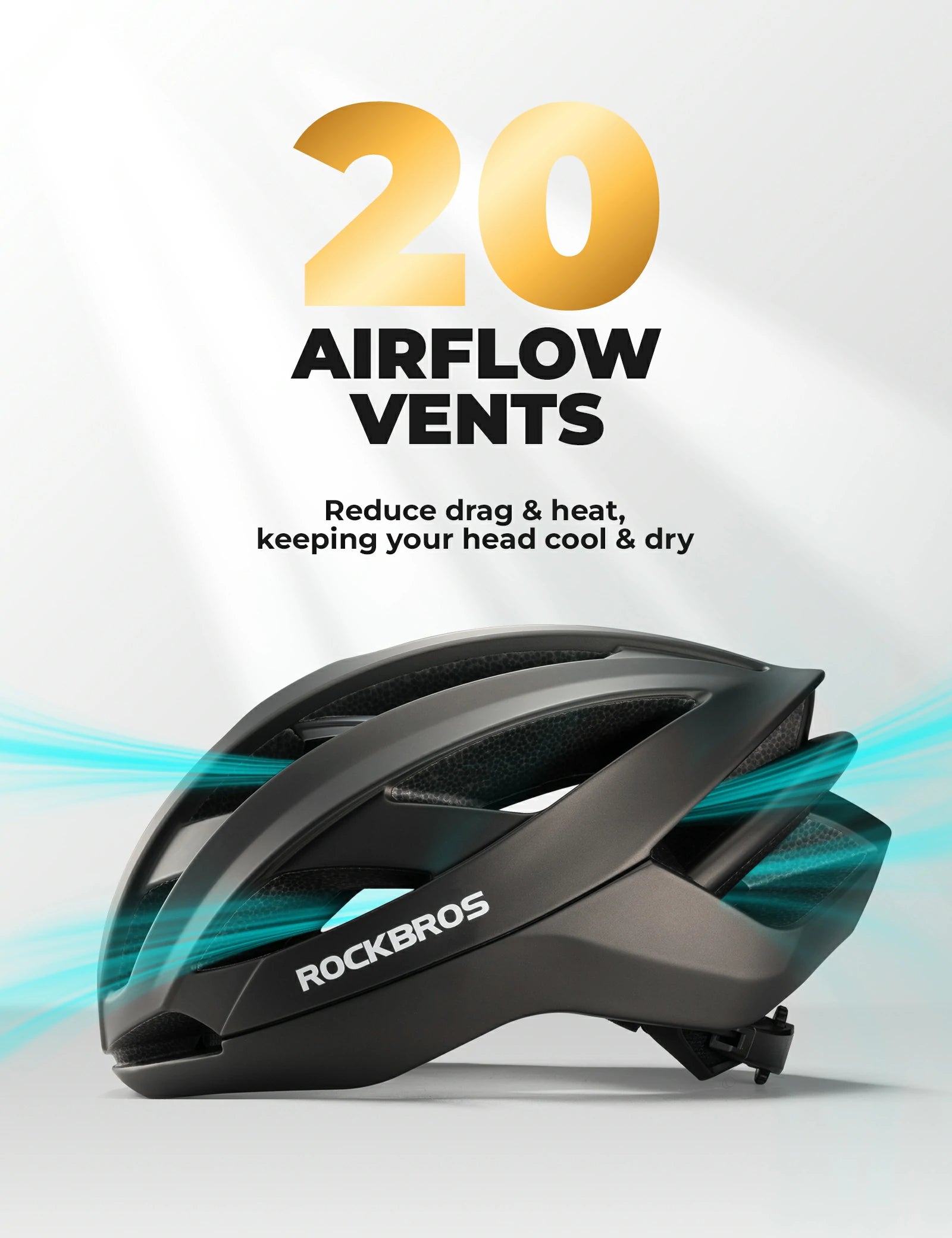 ROCKBROS cycling helmet LK-69 with bionic support structure, offering enhanced impact protection, comfort, and aerodynamic performance for road cycling.