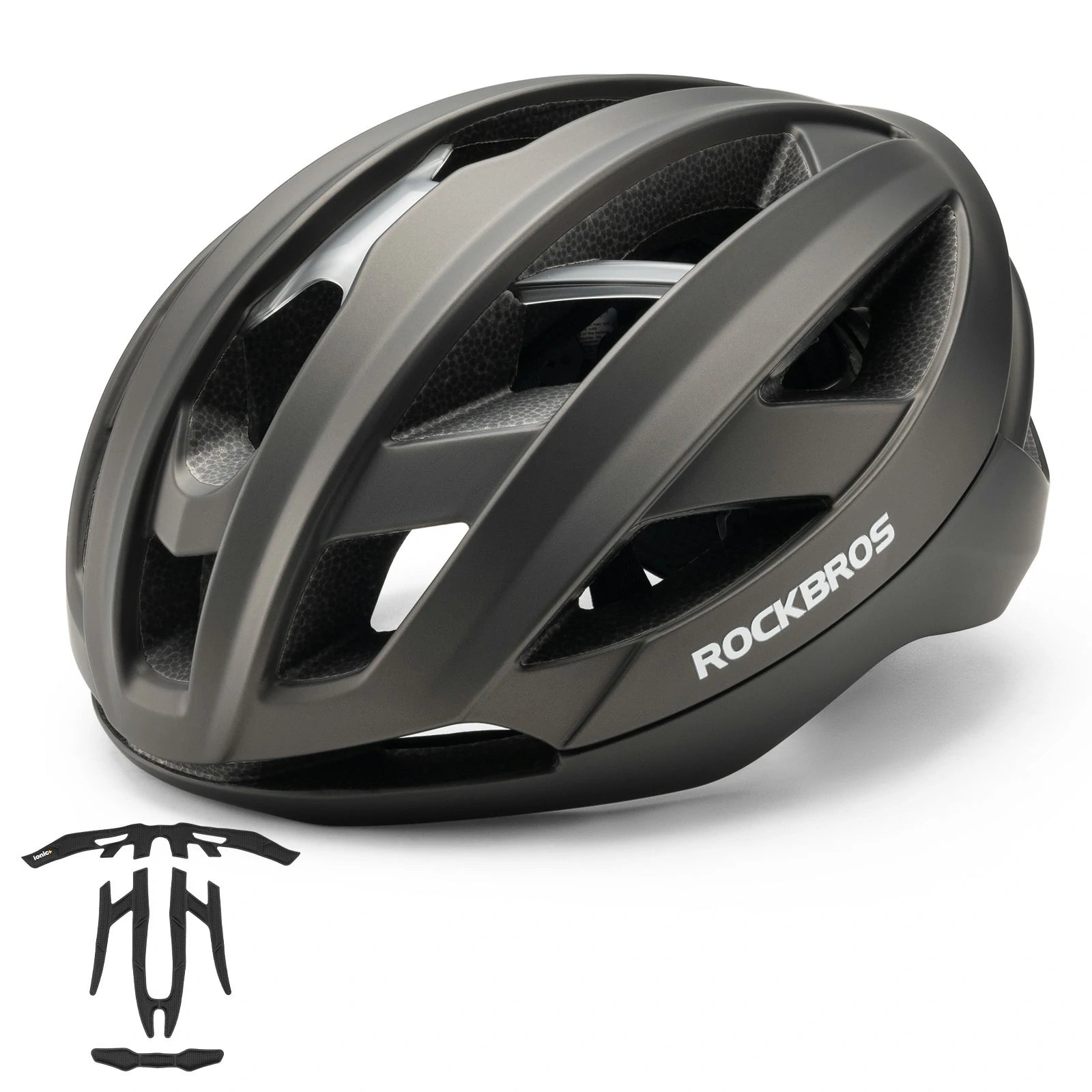 ROCKBROS cycling helmet LK-69 with bionic support structure, offering enhanced impact protection, comfort, and aerodynamic performance for road cycling. #Color_Grey