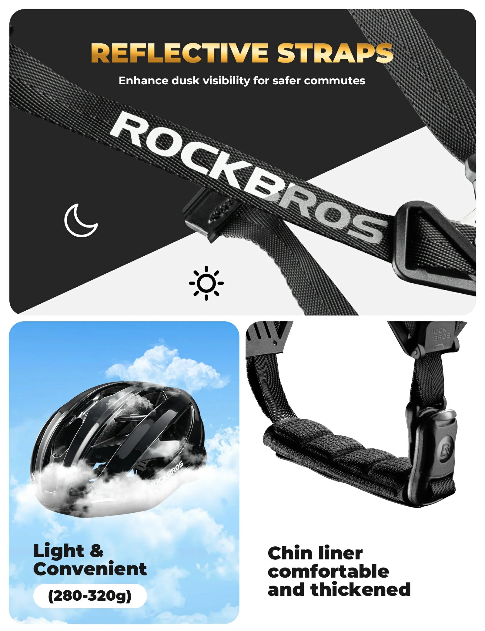ROCKBROS cycling helmet LK-69 with bionic support structure, offering enhanced impact protection, comfort, and aerodynamic performance for road cycling.