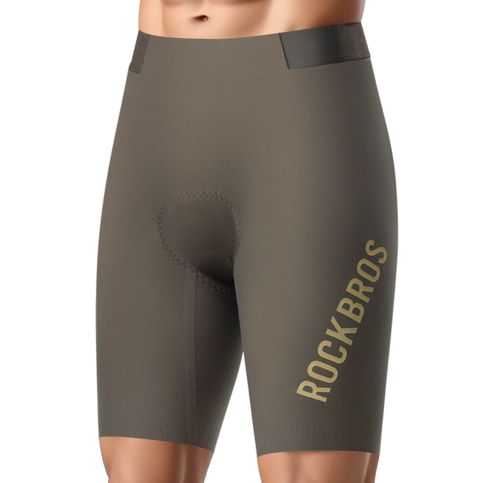 ROCKBROS men's cycling waist shorts YDDK012 with DOLOMITI pads, designed for comfort and support on long-distance rides. #Color_Brown