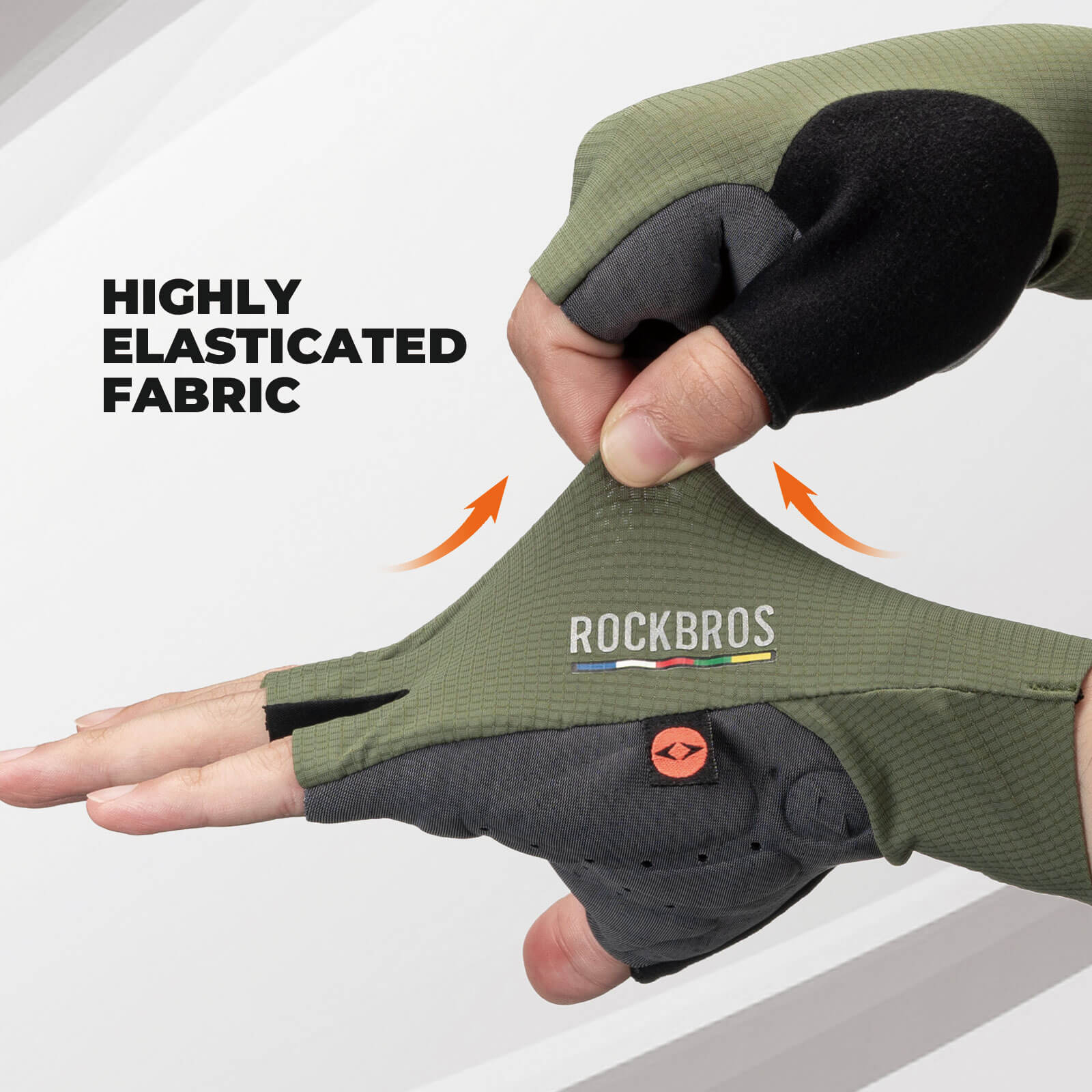 black rockbros half-finger cycling gloves with elastic interface padding and tls006 model label