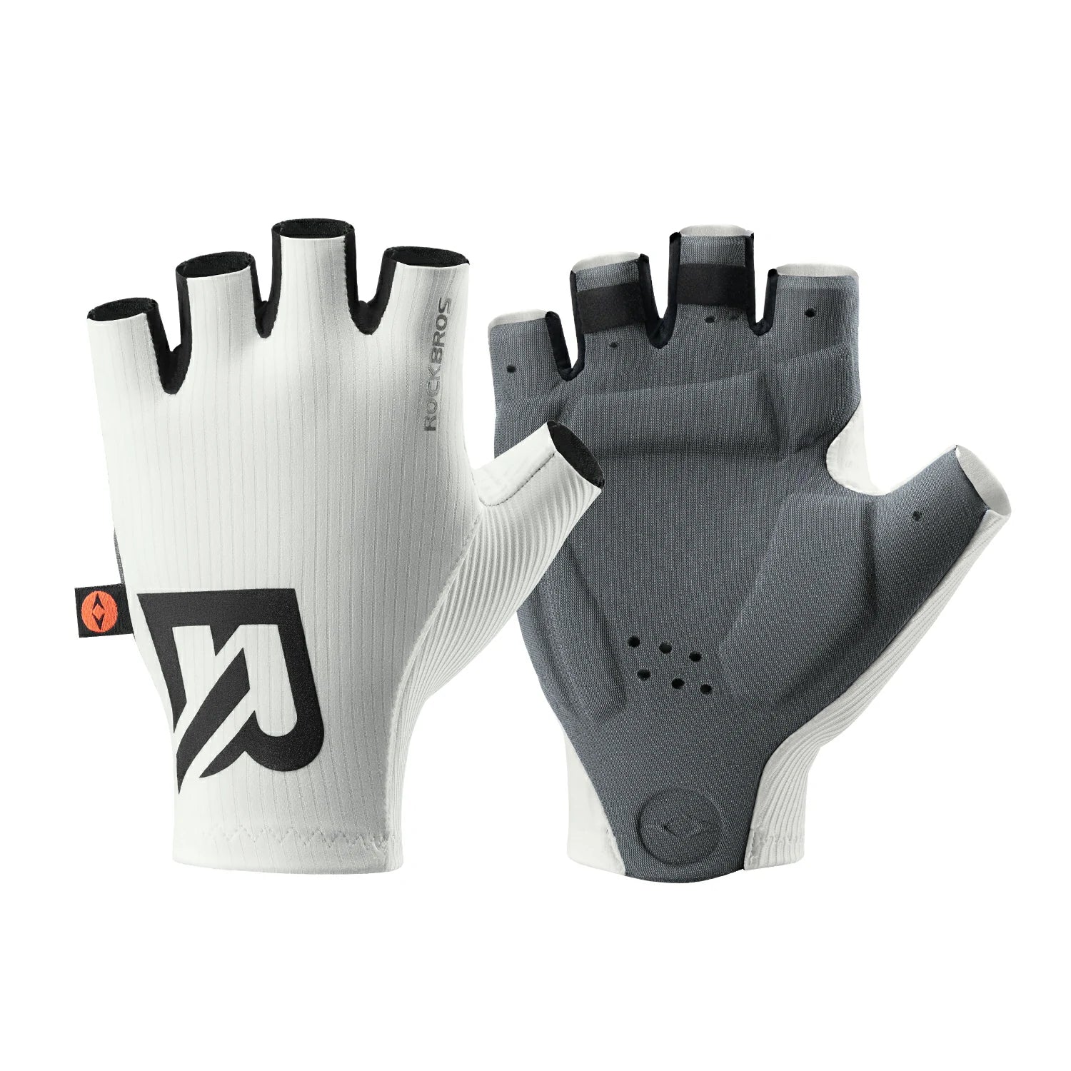 rockbros elastic interface half-finger cycling gloves with gel padding for comfort and control #Color_White