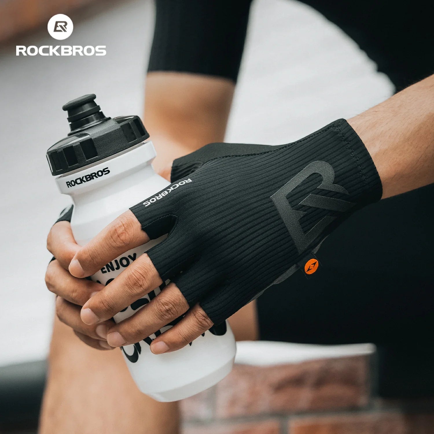 rockbros elastic interface half-finger cycling gloves with gel padding for comfort and control