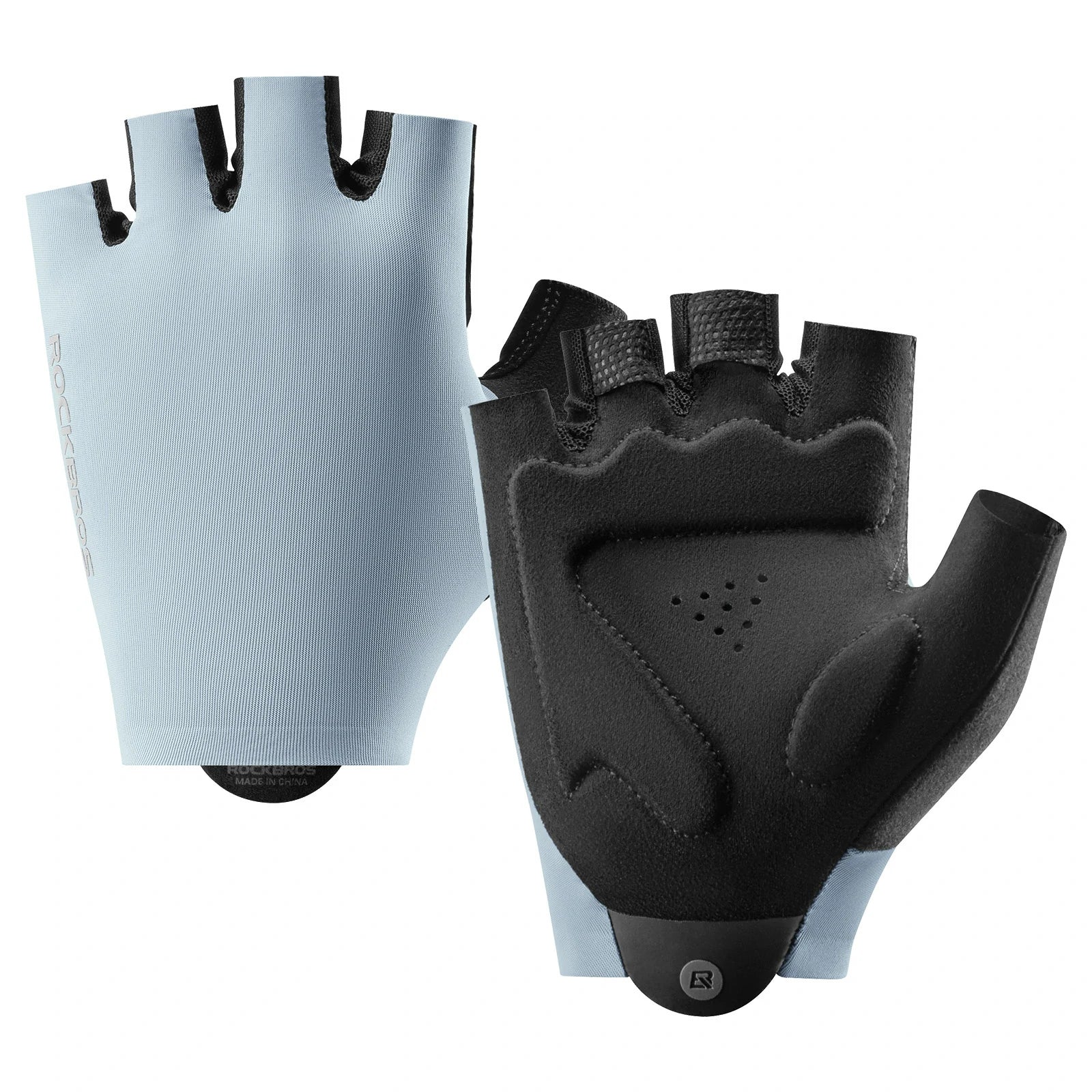 Fingerless cycling gloves with shock-absorbing palm padding for comfort#color_SKY BLUE
