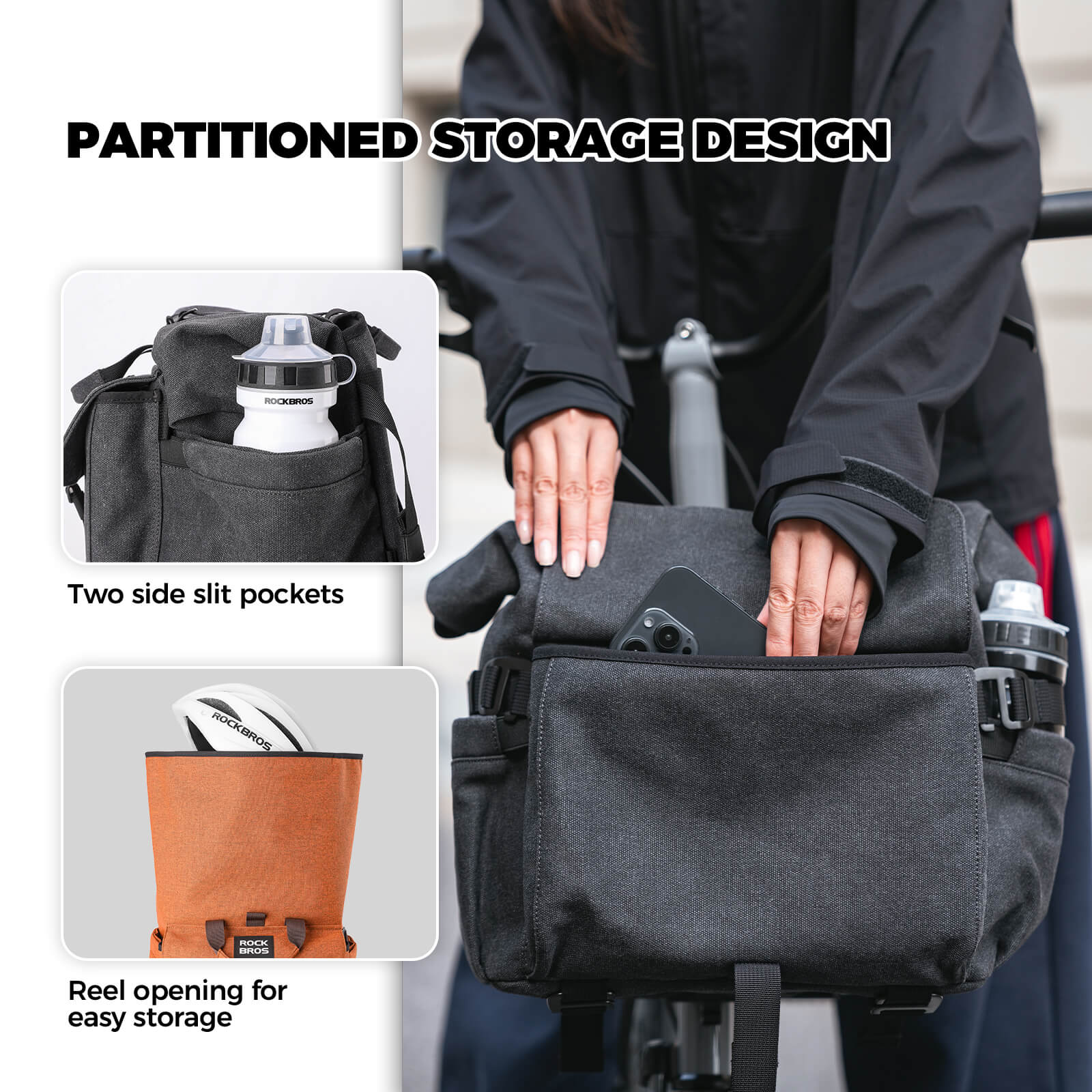 rockbros folding bike handlebar bag and backpack h46 convertible commuter storage solution