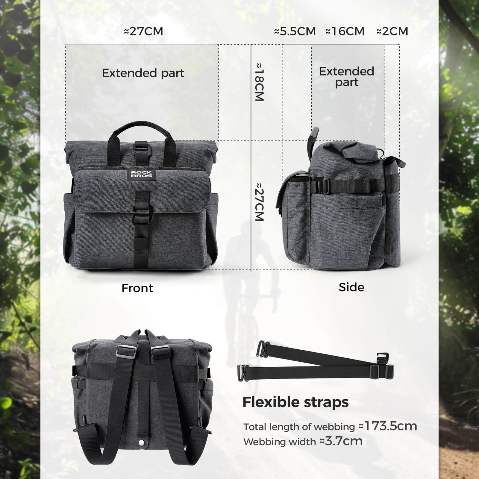 rockbros folding bike handlebar bag and backpack h46 convertible commuter storage solution