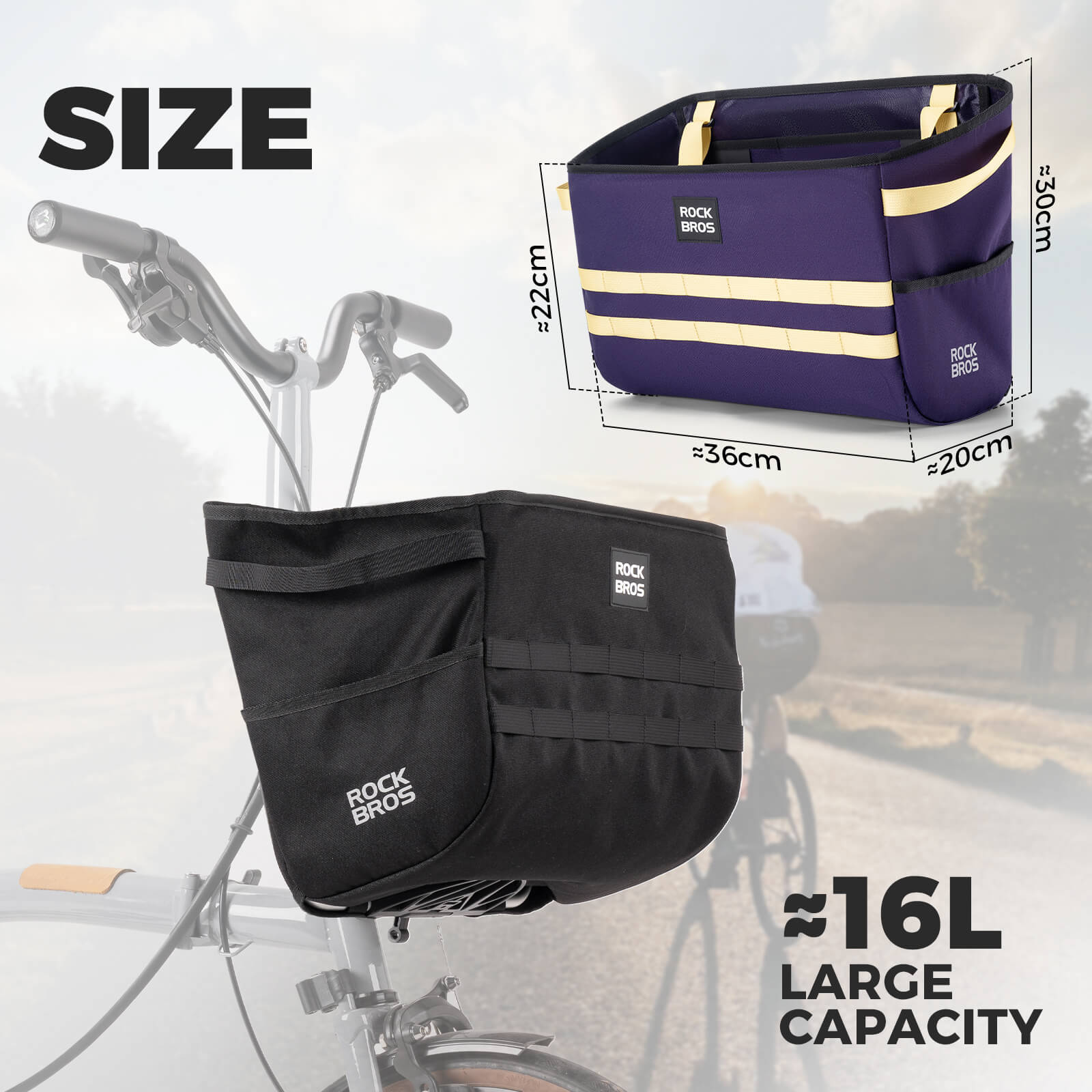 rockbros folding bike handlebar bag w016 multifunctional basket bag for convenient front storage