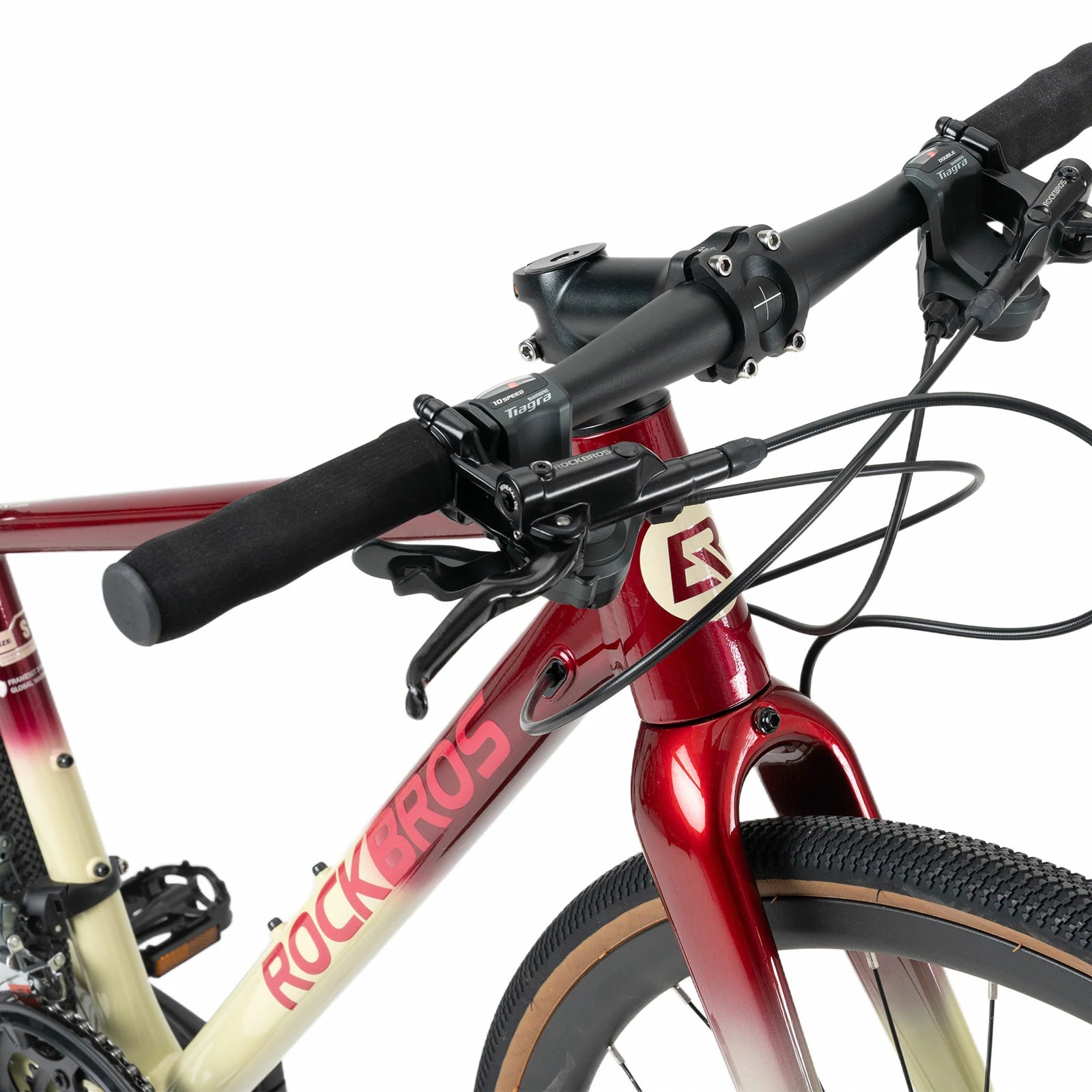 Rockbros flat bar road bike in bronze with aluminium frame and carbon fork#color_Bronze