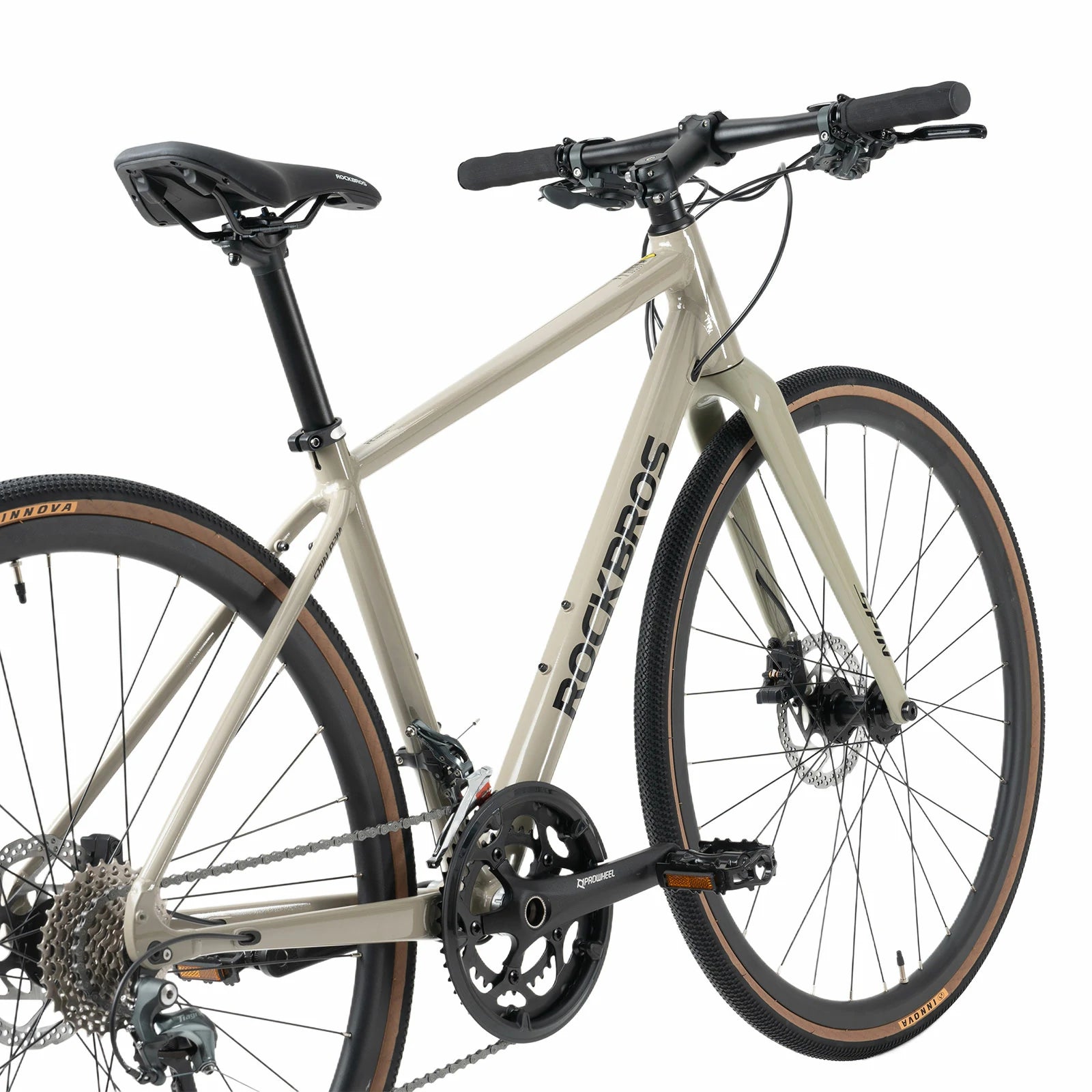 Rockbros flat bar road bike in bronze with aluminium frame and carbon fork#color_Moss Green