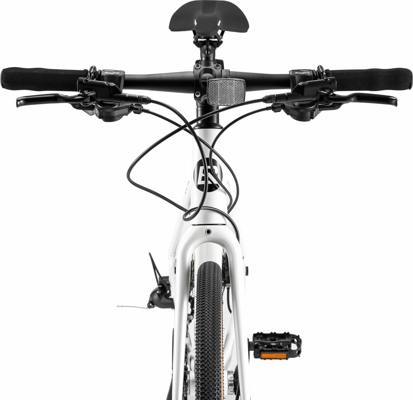 Rockbros flat bar road bike in bronze with aluminium frame and carbon fork#color_White