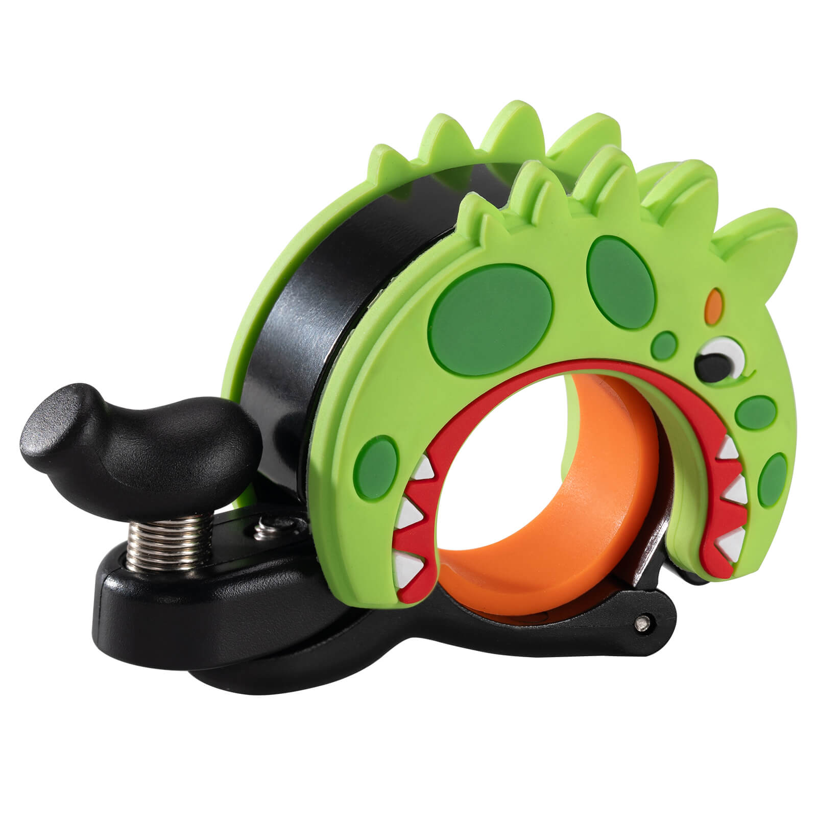 ROCKBROS cartoon-shaped bike bell for kids, featuring fun animal designs and a clear, crisp sound for safe and cheerful riding. #Style_Dinosaur
