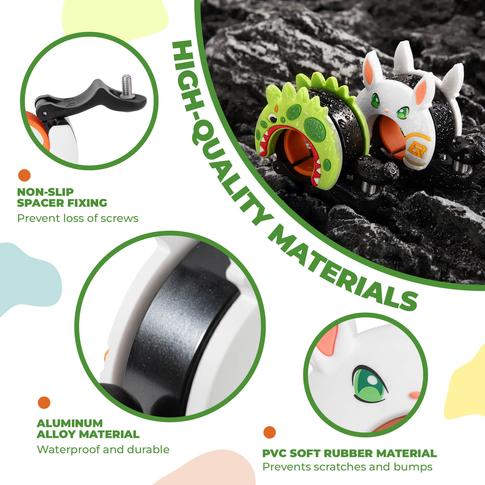 ROCKBROS cartoon-shaped bike bell for kids, featuring fun animal designs and a clear, crisp sound for safe and cheerful riding. #Style_Rabbit