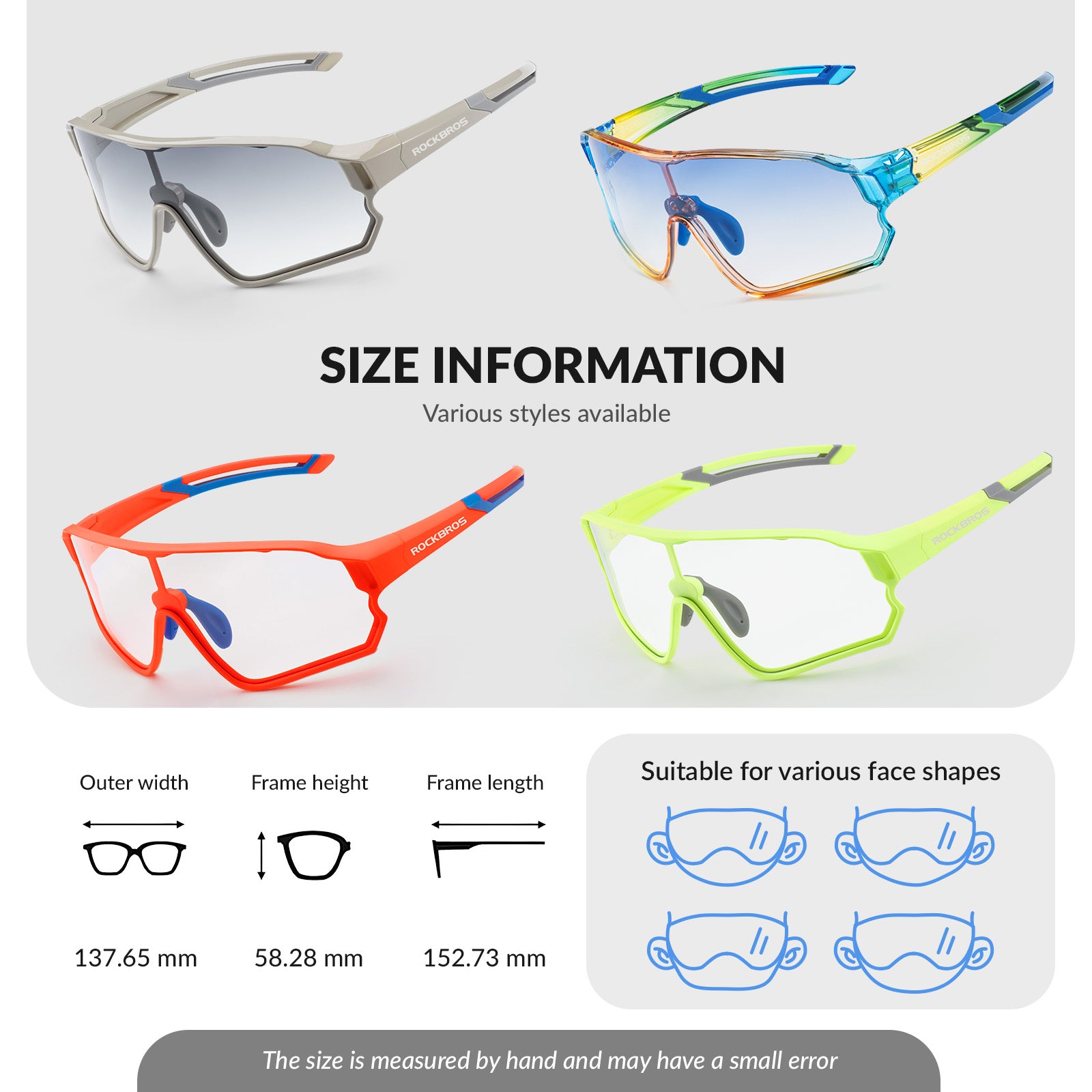 ROCKBROS Kids Photochromic Cycling Glasses UV400 Protection with TR90 Frame