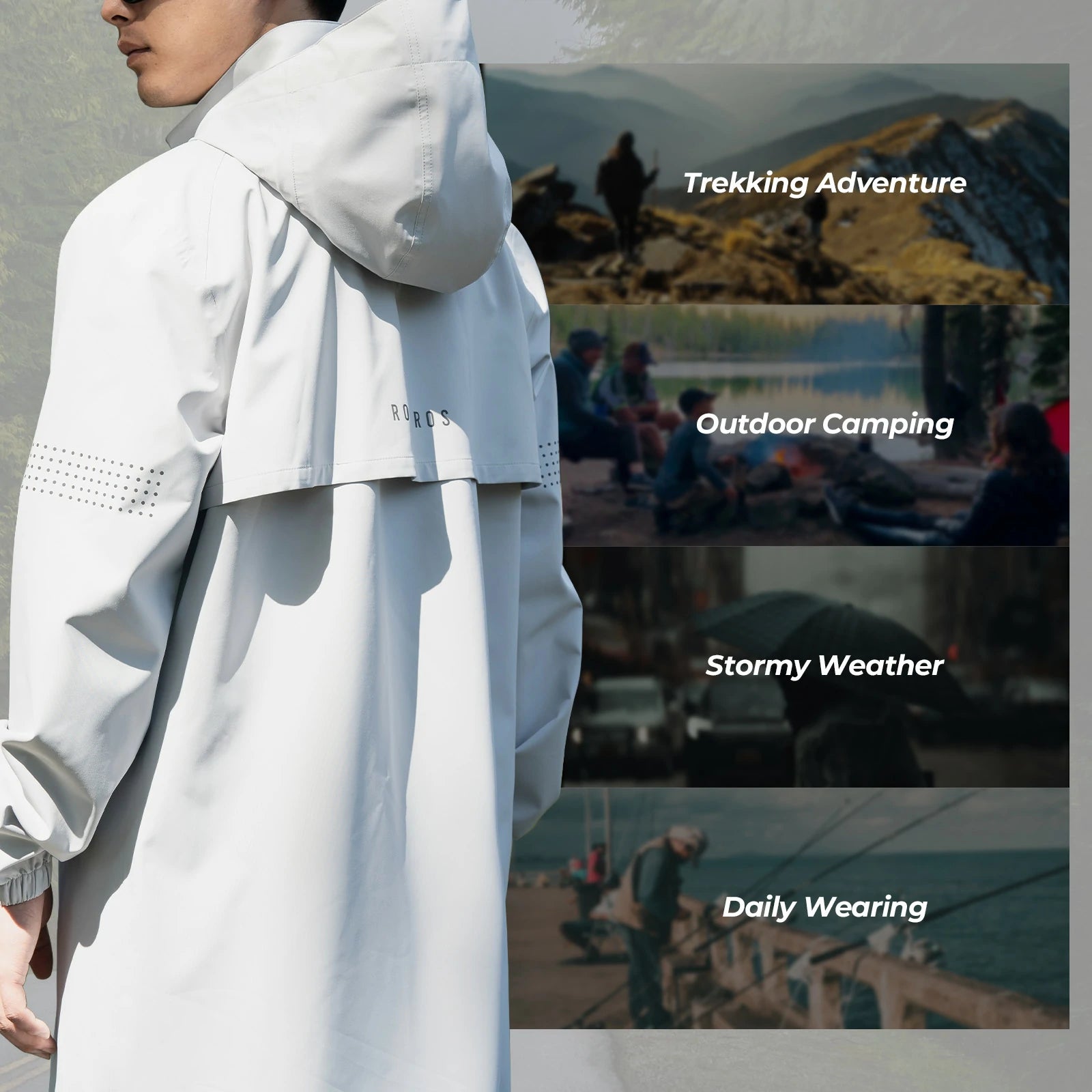 rockbros hooded long rain poncho