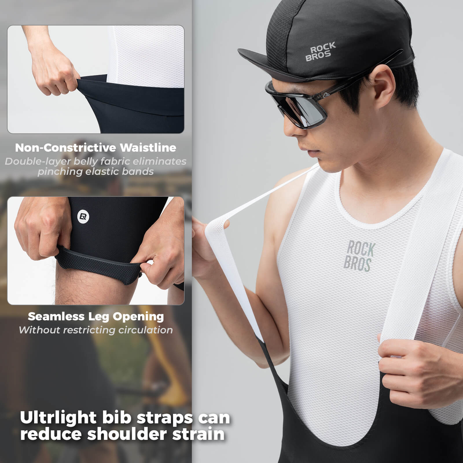 rockbros lightweight breathable summer men's cycling bib shorts for road and mtb