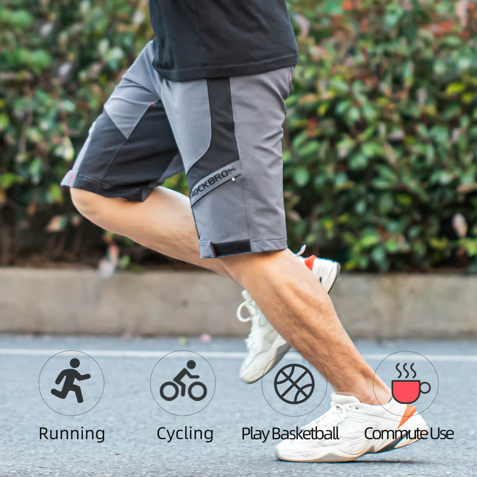 rockbros men's 4d padded cycling shorts with compression design for enhanced comfort