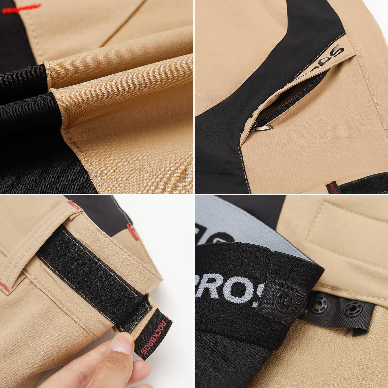 rockbros men's 4d padded cycling shorts with compression design for enhanced comfort #Color_Khaki