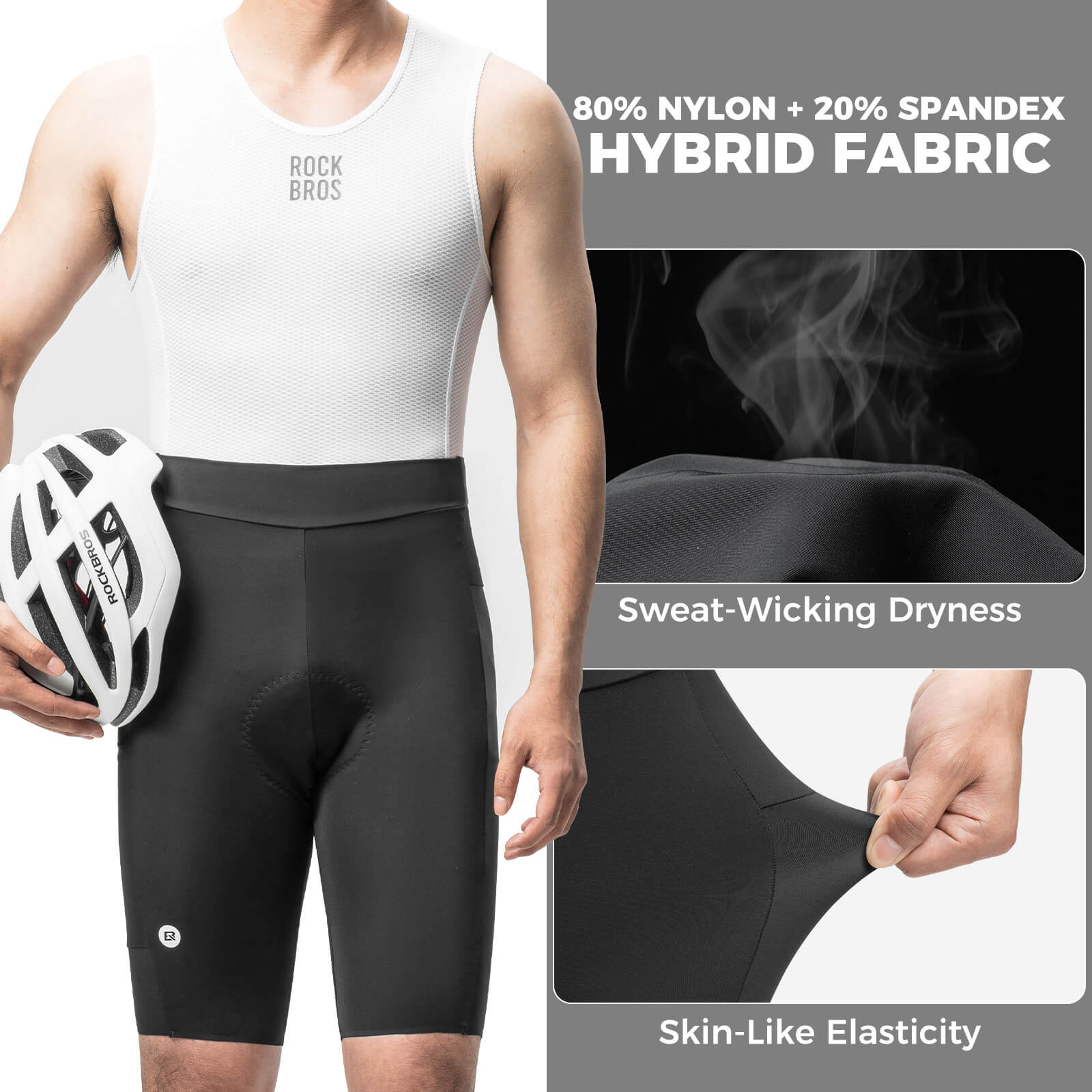 rockbros lightweight breathable summer men's cycling shorts for road and mtb