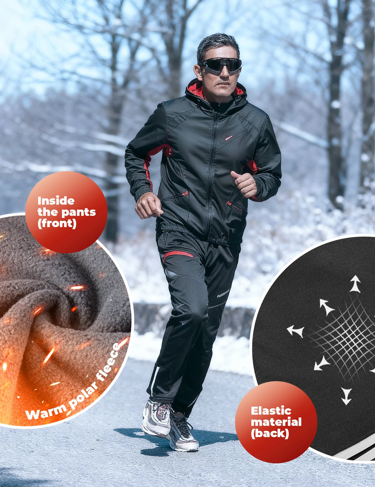 Winter Cycling Clothing Set with Windproof Jacket & Trousers