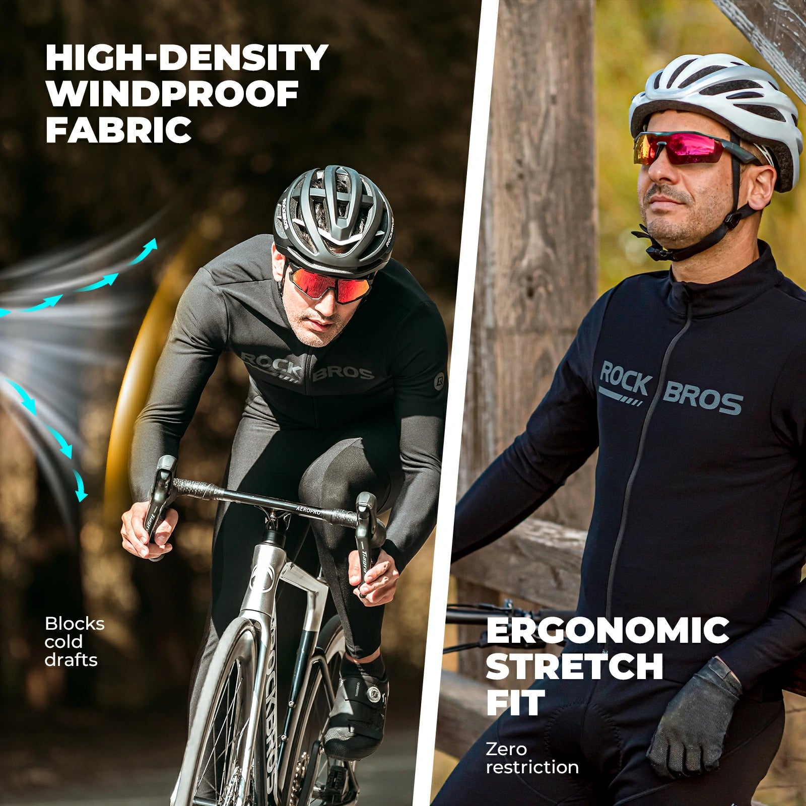 rockbros men’s long-sleeve winter cycling jersey