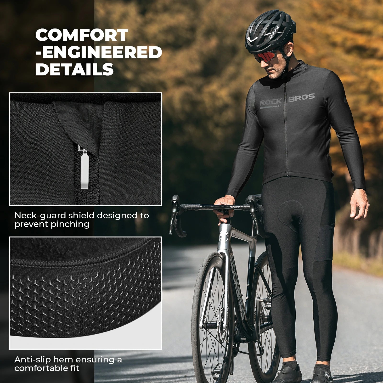 rockbros men’s long-sleeve winter cycling jersey