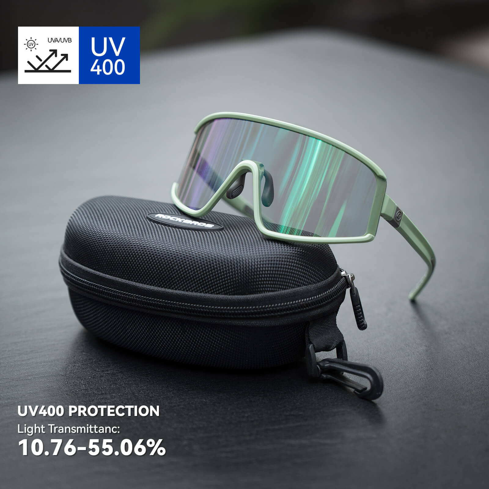 rockbros photochromic cycling sunglasses with antifog lenses and uv400 protection #Color_Green