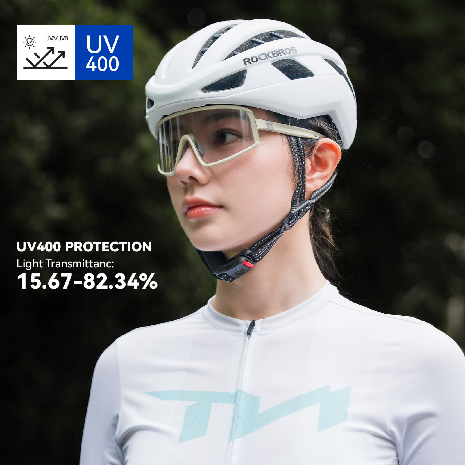 rockbros photochromic cycling sunglasses with antifog lenses and uv400 protection #Color_Lvory (Anti-fog lens)