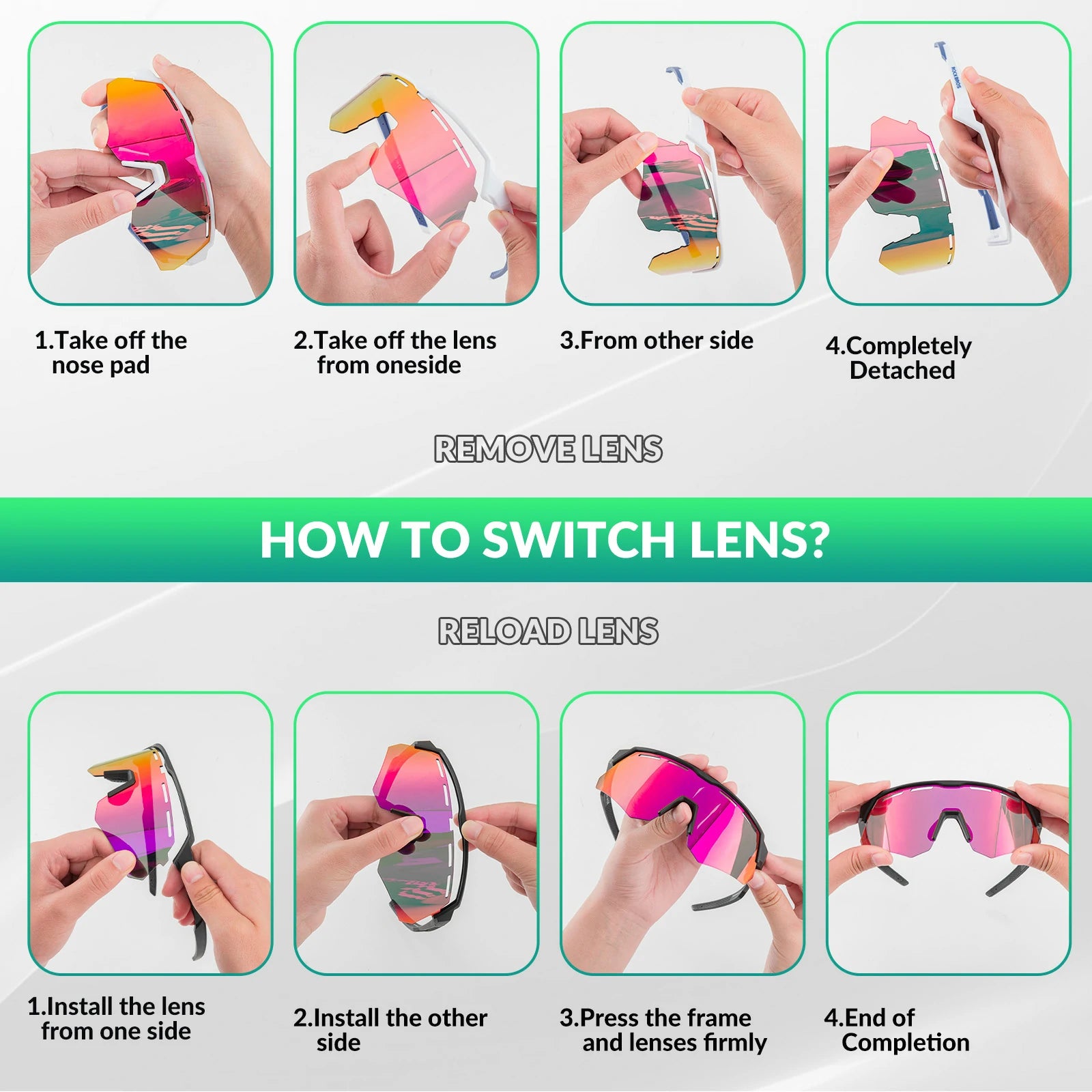 ROCKBROS Polarized Cycling Glasses with 4 Interchangeable Lenses