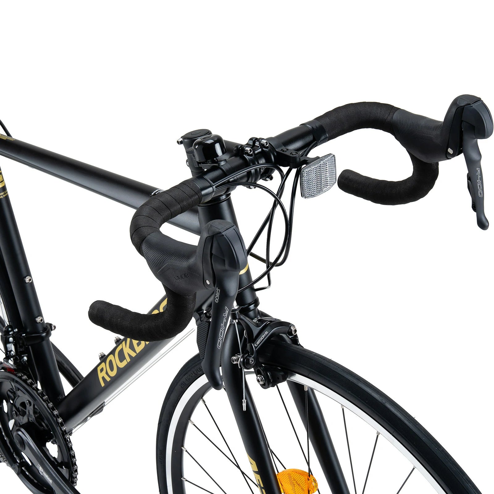 Rockbros 700C drop bar road bike in black with 2x8 speed drivetrain#color_black