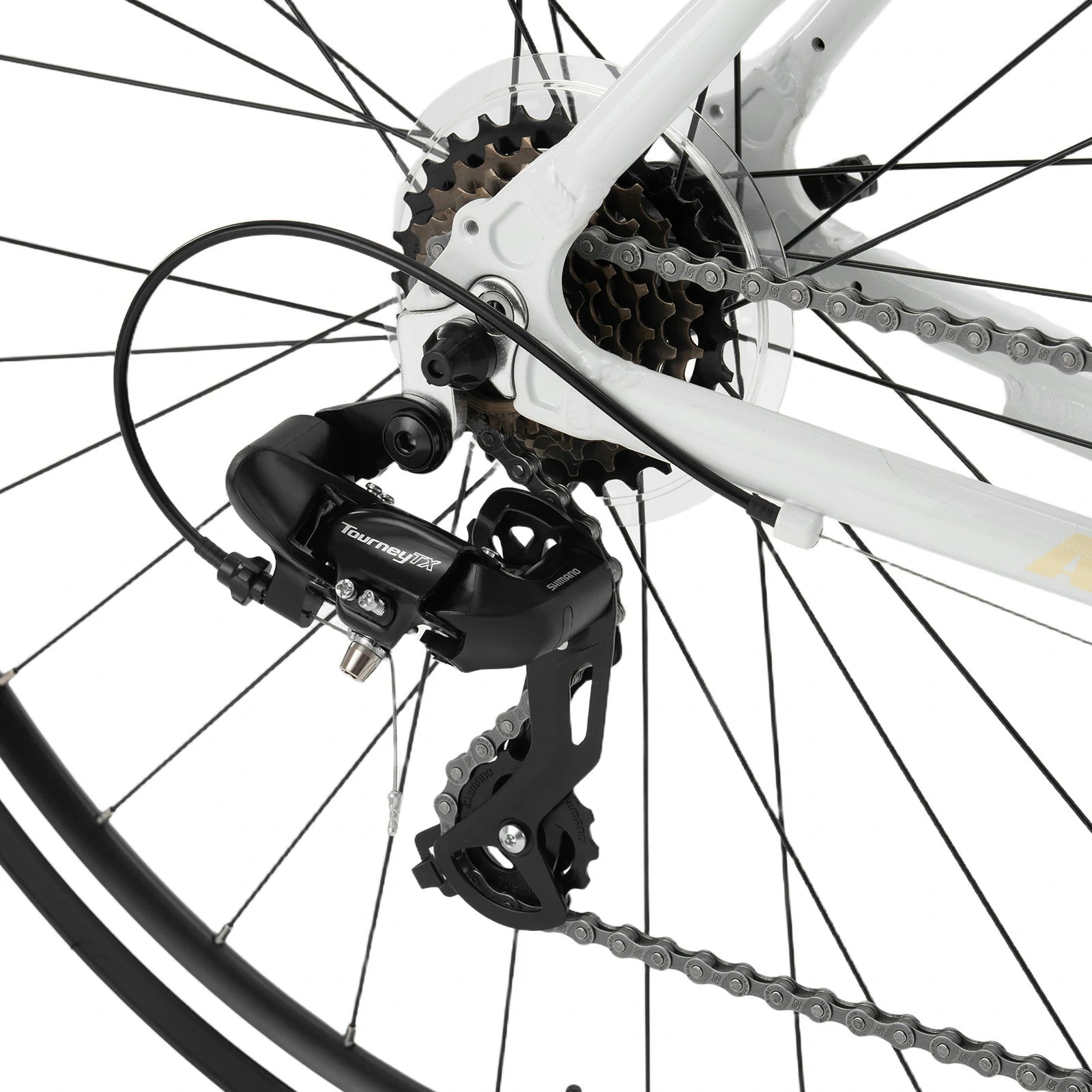 Rockbros 700C drop bar road bike in black with 2x8 speed drivetrain#color_white