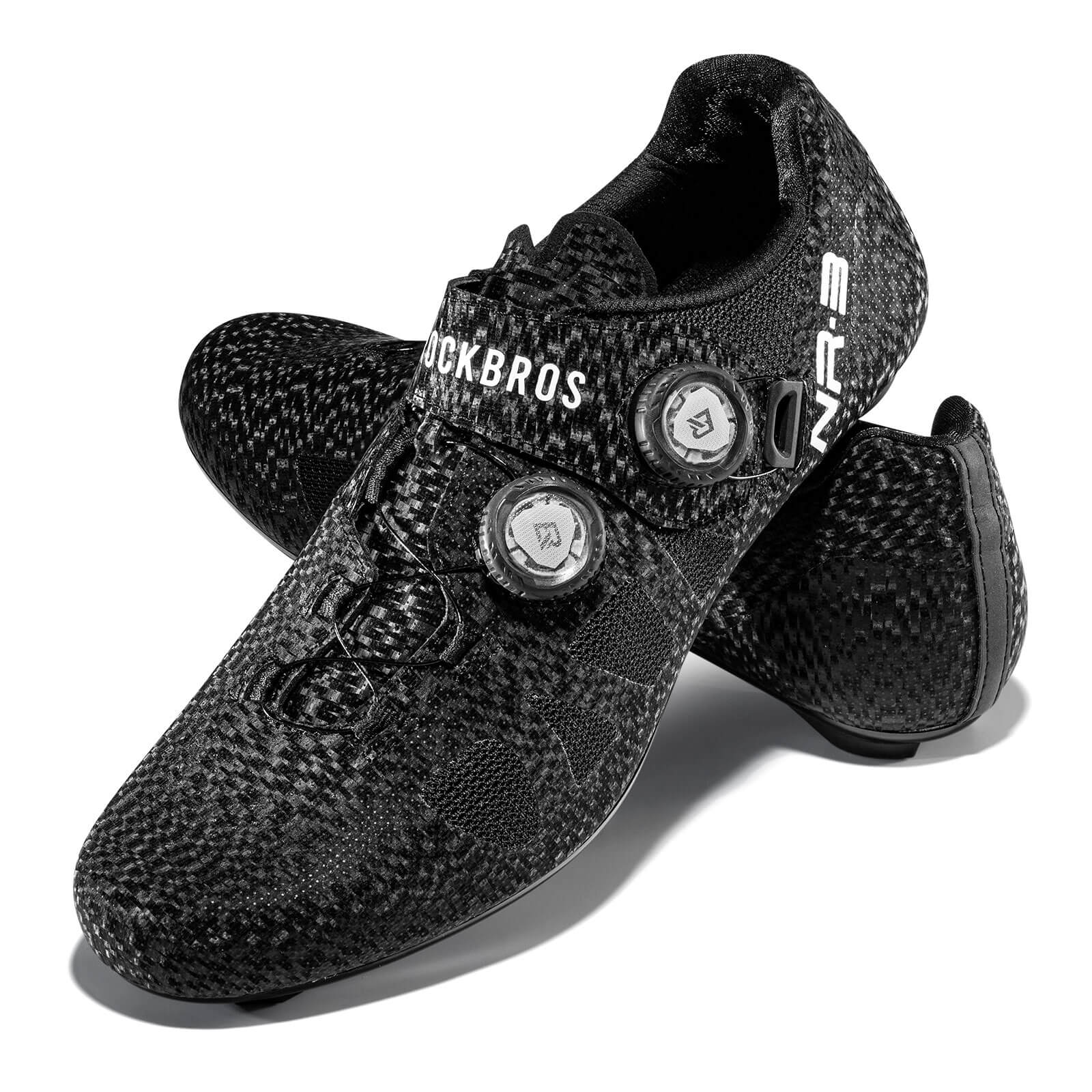 rockbros road clipless cycling shoes nr3 with stiff sole and secure fit for efficient pedalling #Color_Black