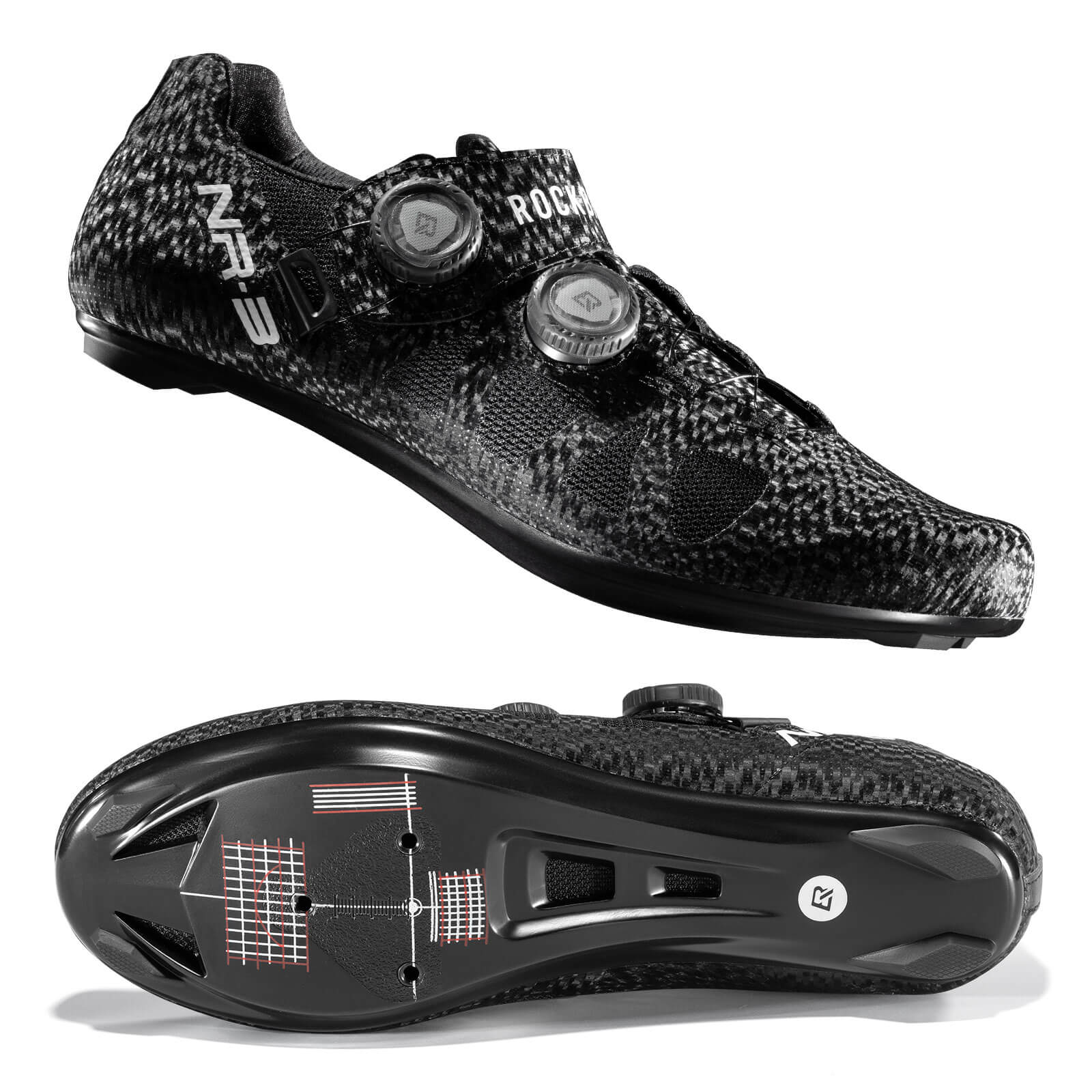 rockbros road clipless cycling shoes nr3 with stiff sole and secure fit for efficient pedalling #Color_Black
