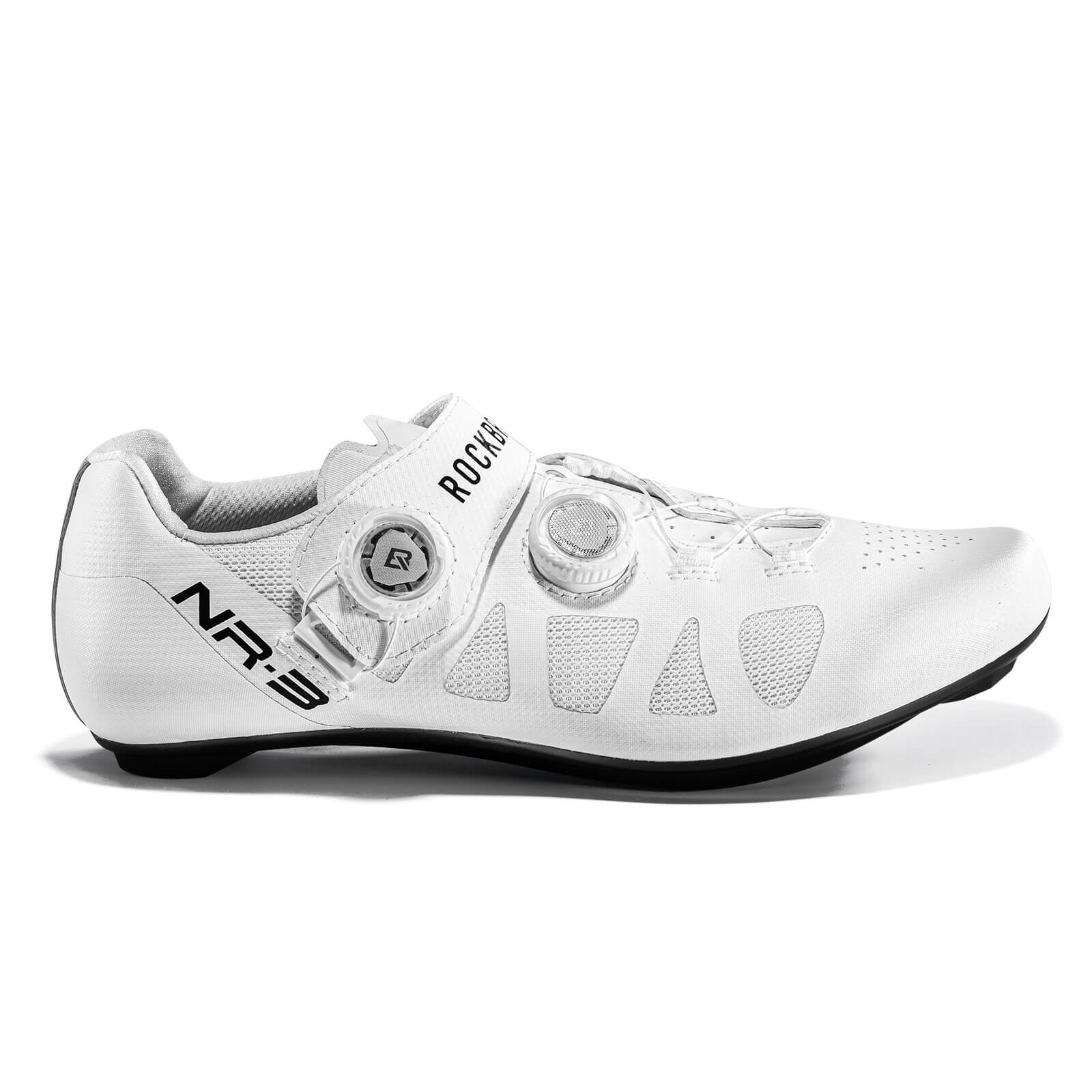 rockbros road clipless cycling shoes nr3 with stiff sole and secure fit for efficient pedalling #Color_White