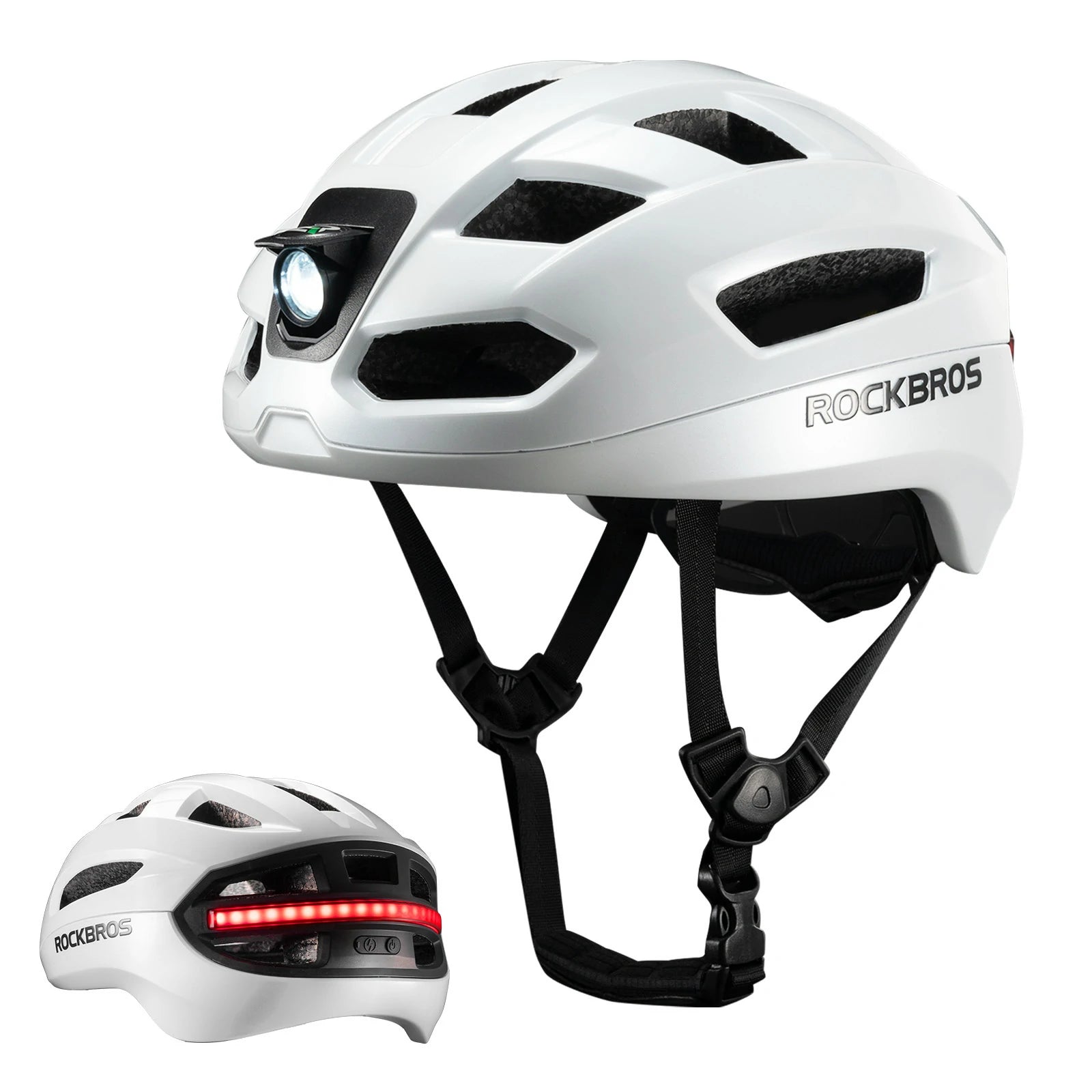 rockbros smart bike helmet in white #Color_White