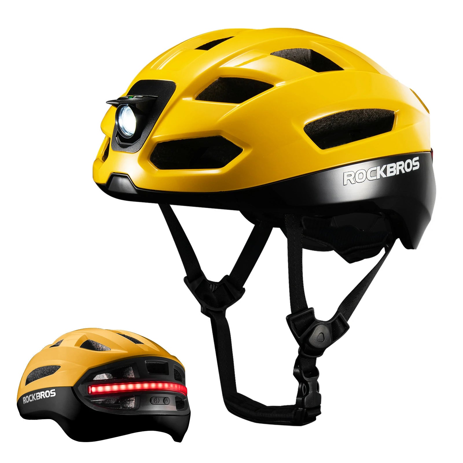 rockbros smart bike helmet in yellow #Color_Yellow