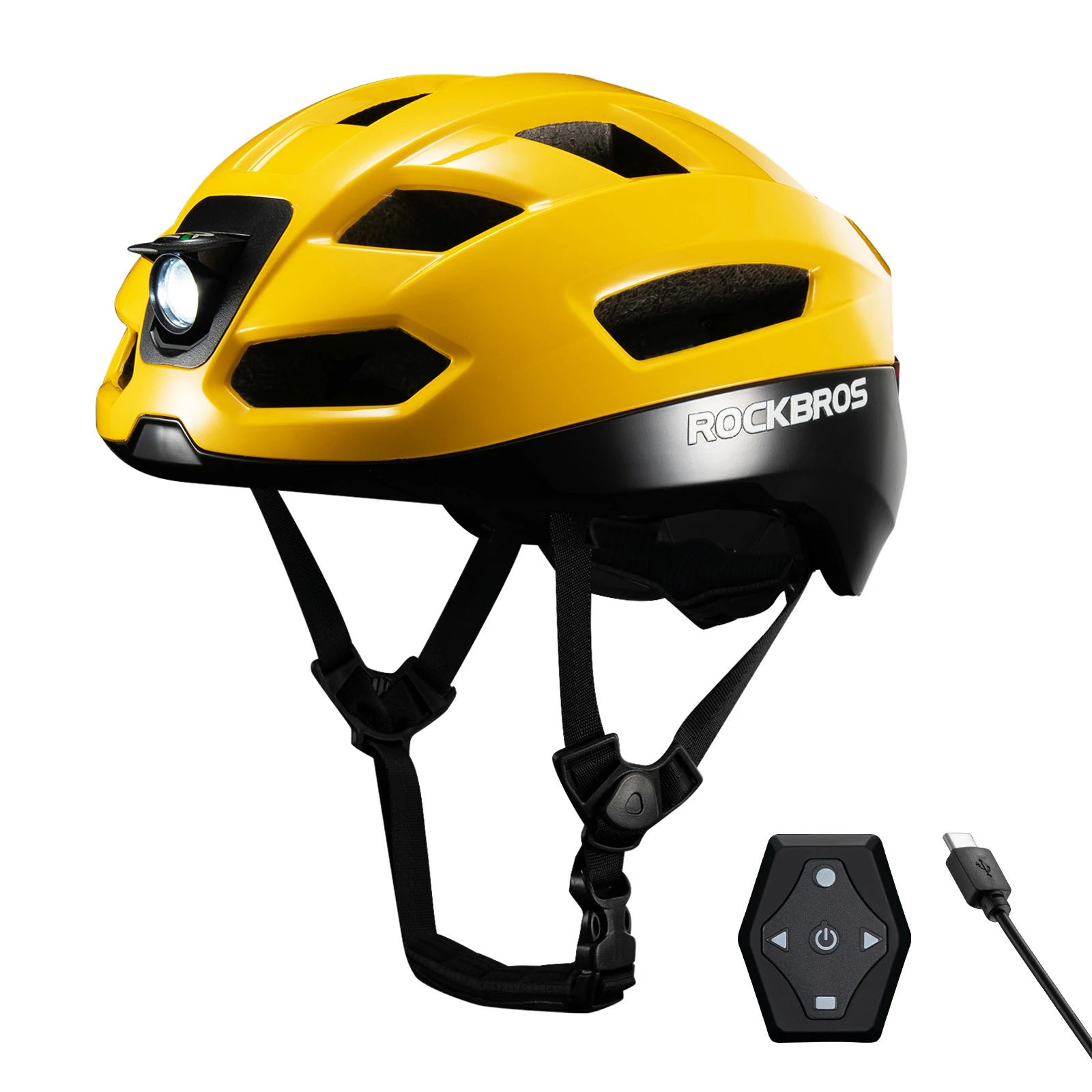 rockbros smart bike helmet in yellow #Color_Yellow