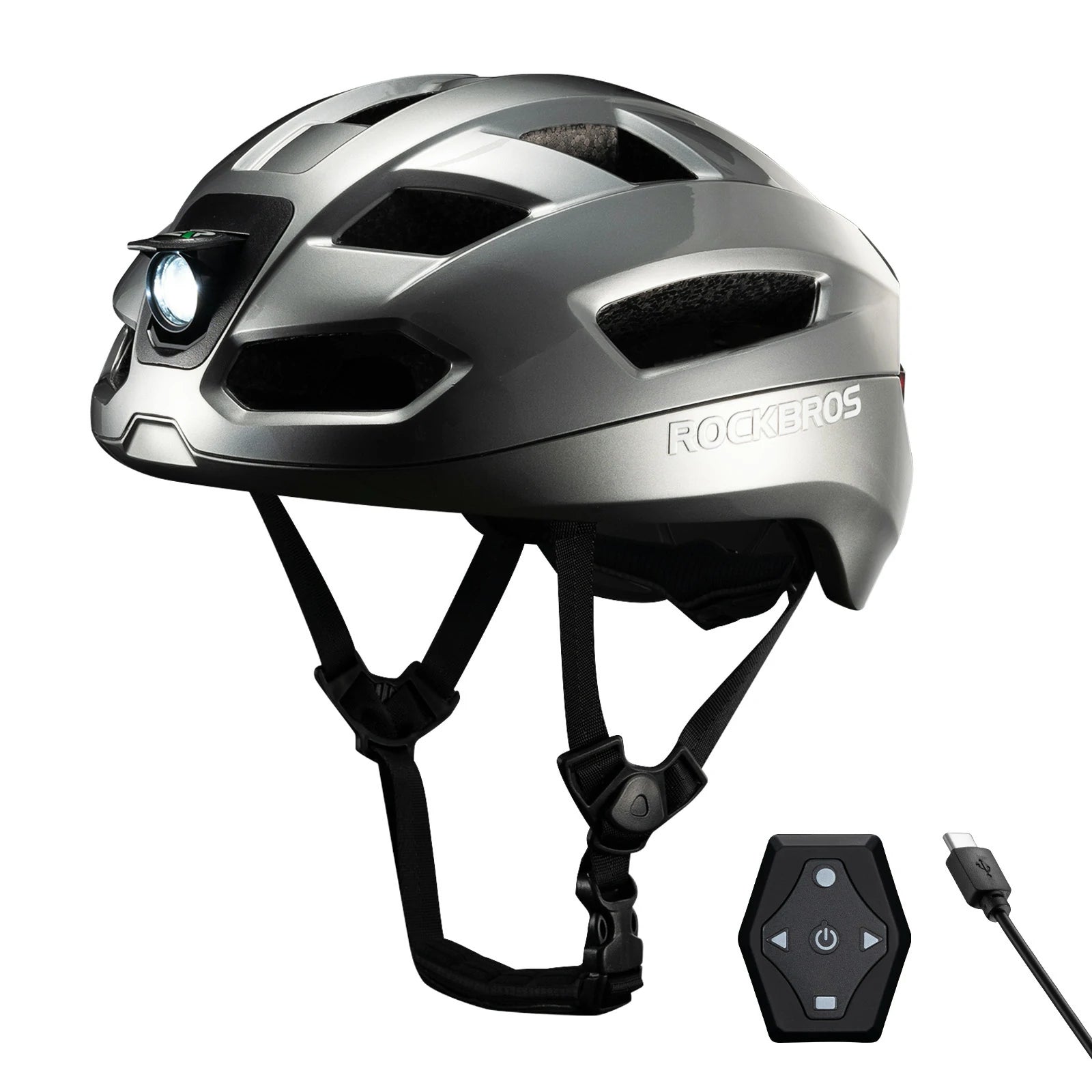 rockbros smart bike helmet in titanium #Color_Titanium