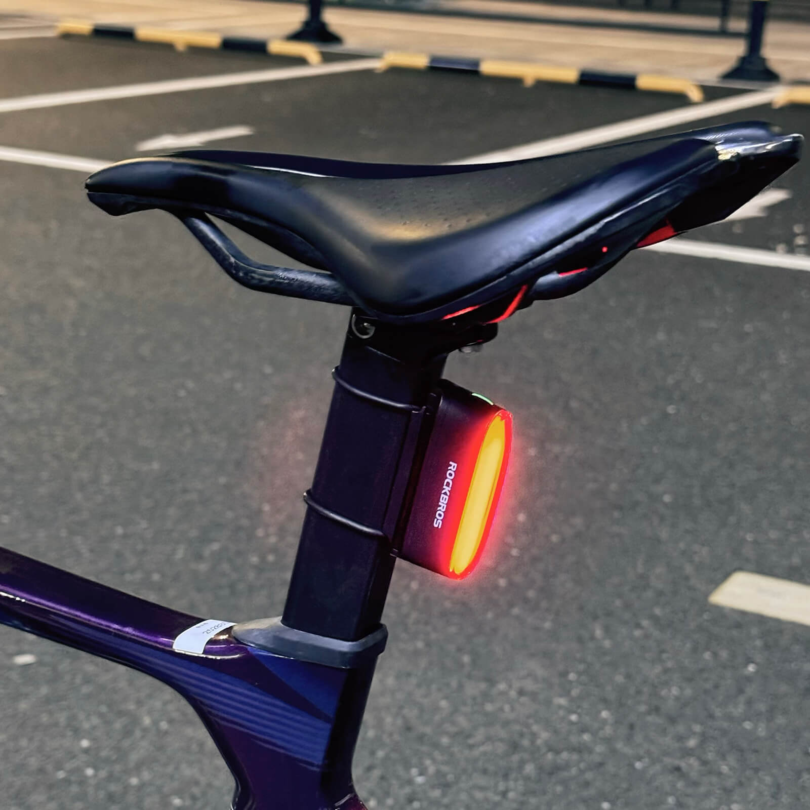 rockbros magnetic smart rear light on seatpost, usb-rechargeable with brake sensor and ipx6 waterproof glow