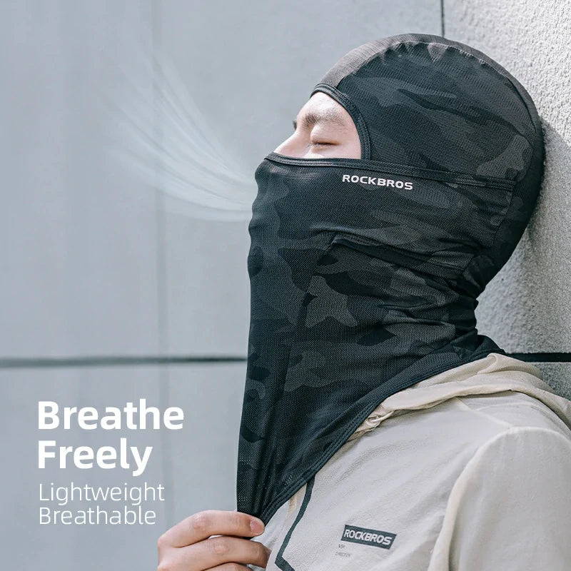 rockbros summer ice silk balaclava face mask for cooling and sun protection