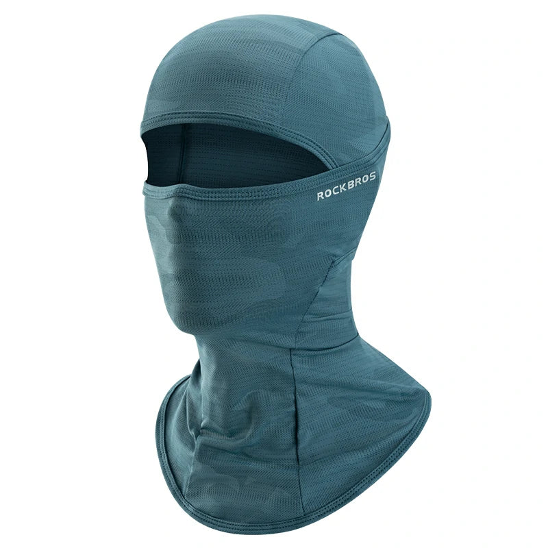 rockbros summer ice silk balaclava face mask for cooling and sun protection #Color_Dark Green