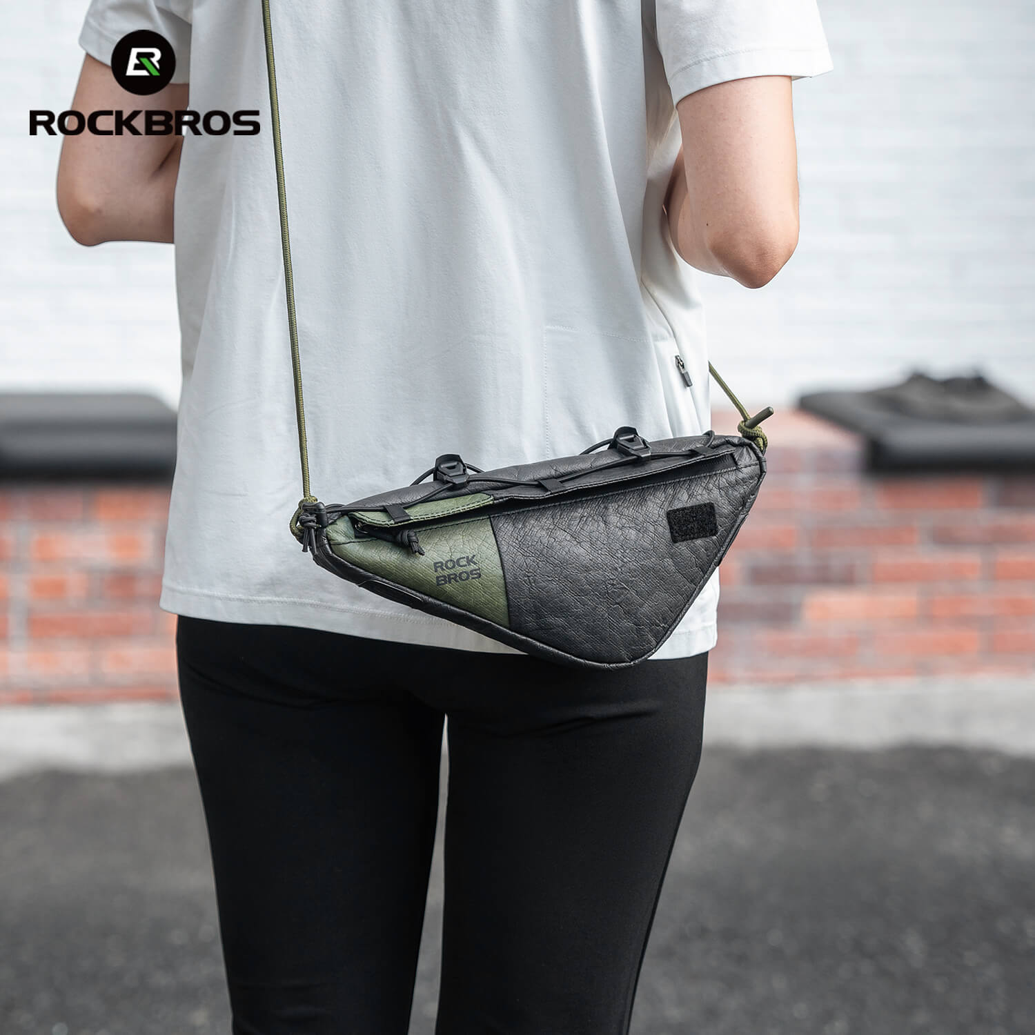 rockbros ultralight tyvek triangle frame bag, 0.7 litre capacity, with detachable shoulder strap and reflective logo