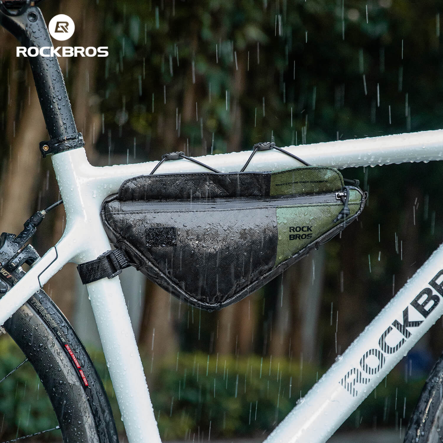 rockbros ultralight tyvek triangle frame bag, 0.7 litre capacity, with detachable shoulder strap and reflective logo