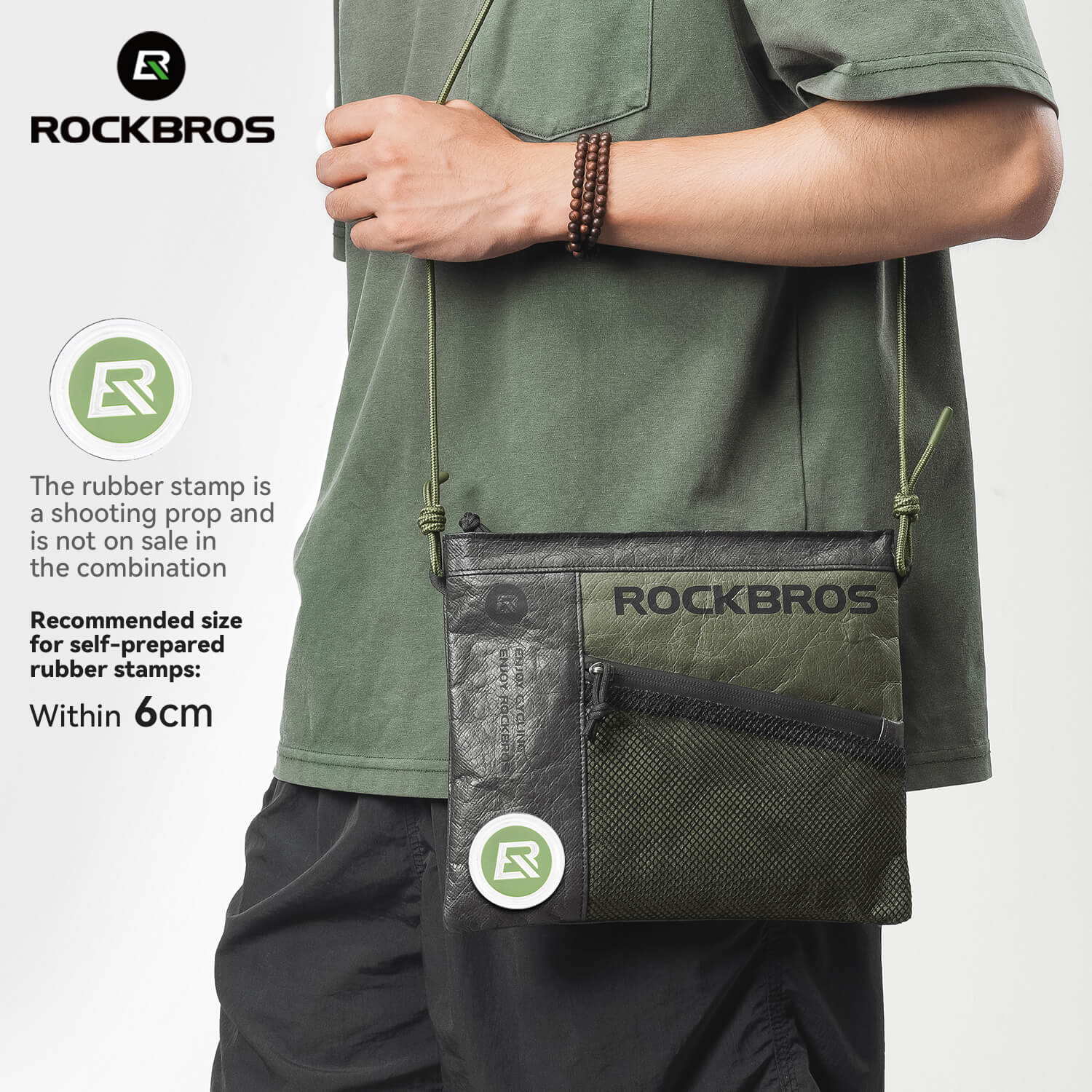 rockbros tyvek handlebar bag with detachable shoulder strap and reflective logo
