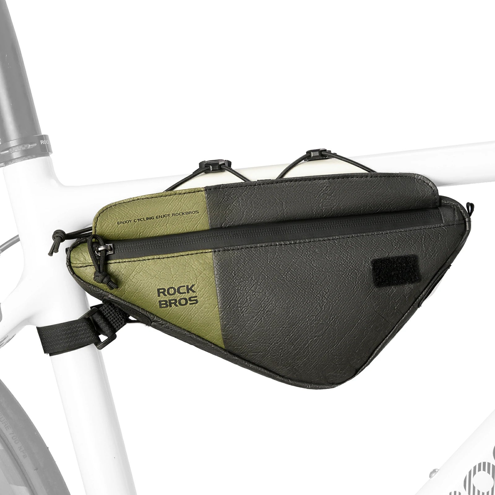 Borsa Triangolare Da Telaio Per Bici RNS – Verde, 25x40x45 Cm, Impermeabile Con Cerniera YKK