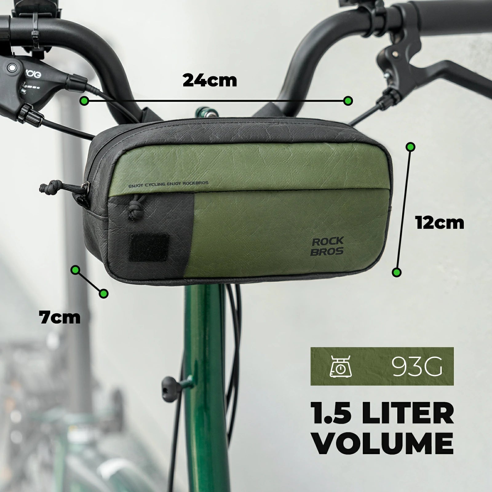 rockbros db001 tyvek® handlebar bag in matte black