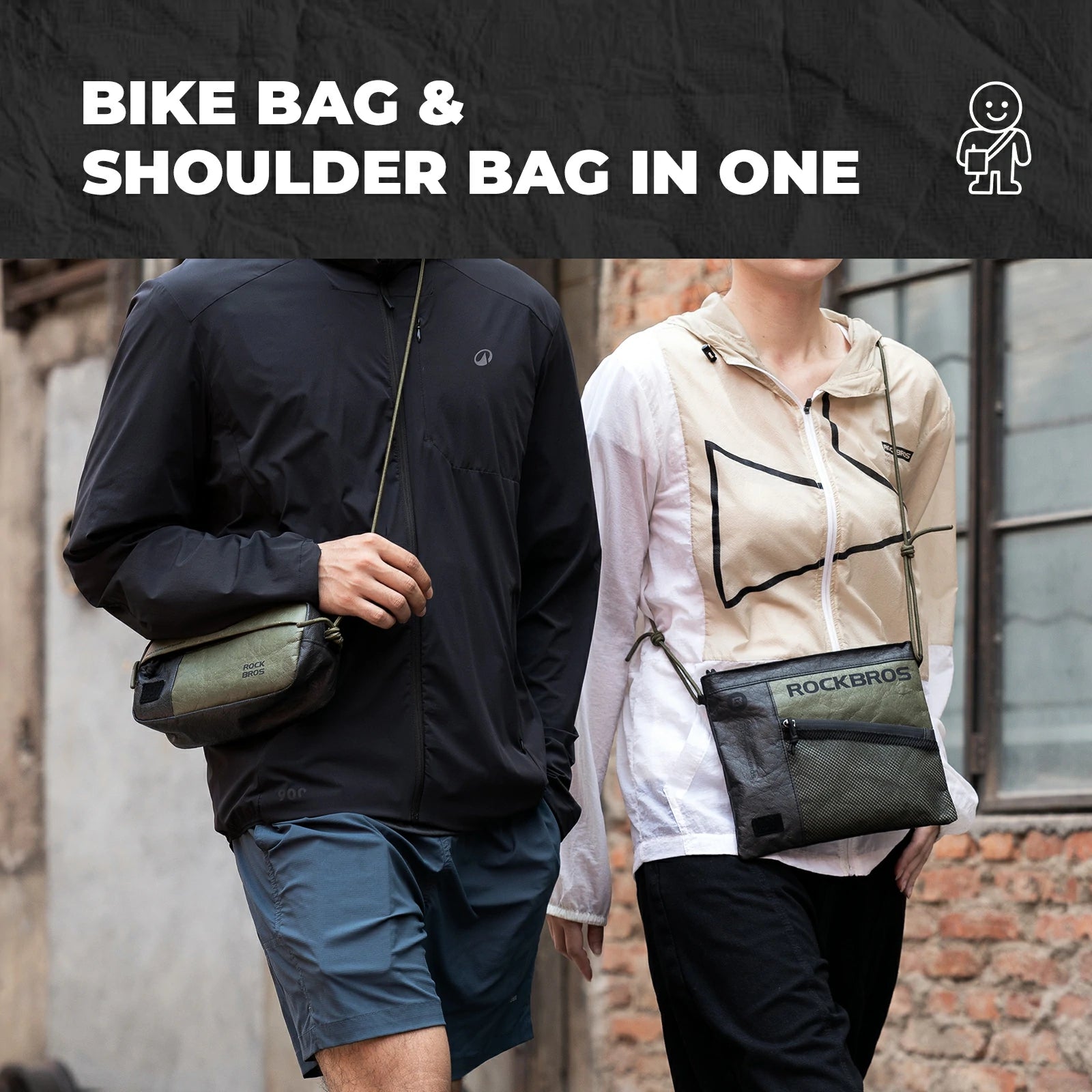 rockbros db001 tyvek® handlebar bag in matte black
