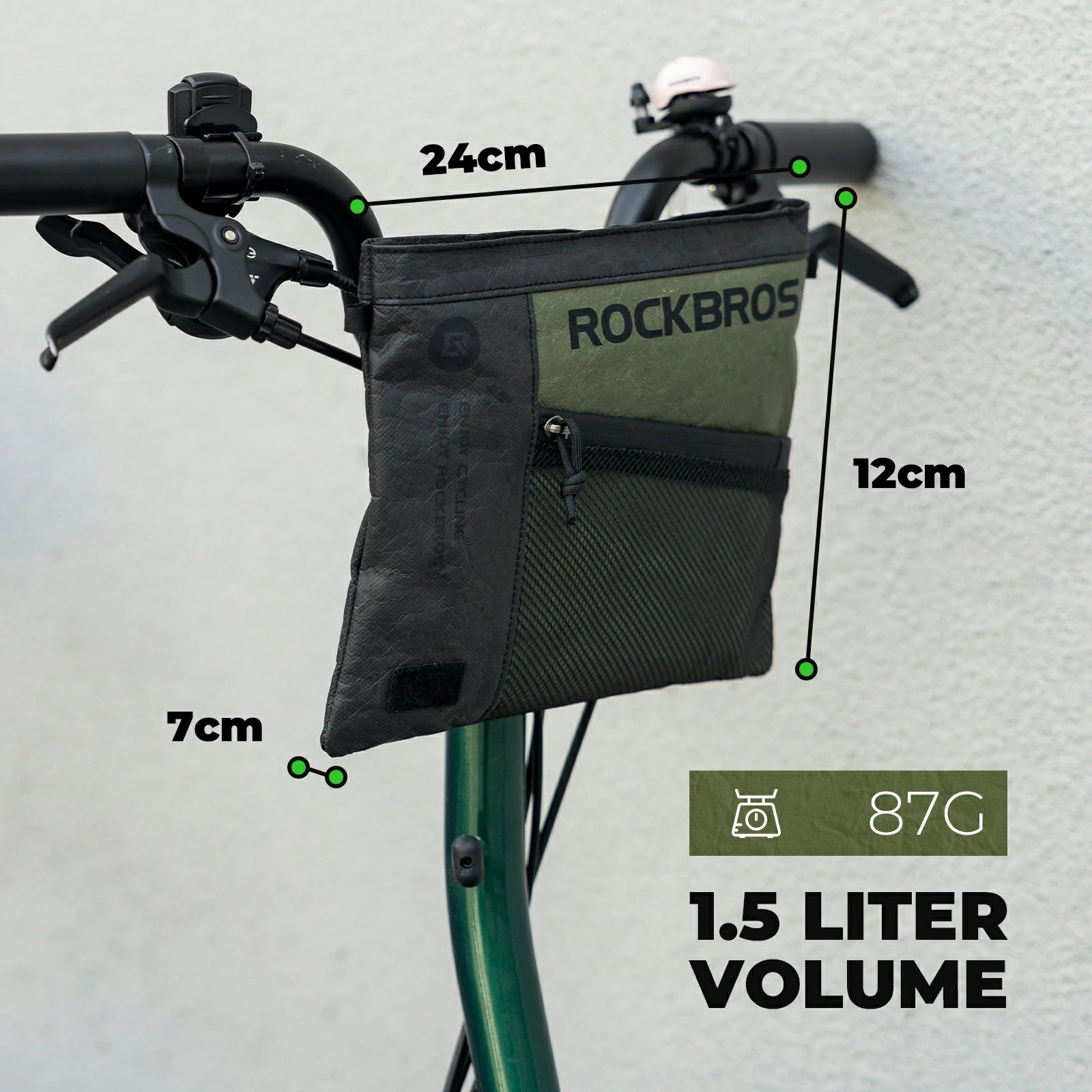 rockbros db002 tyvek® handlebar bag in matte black