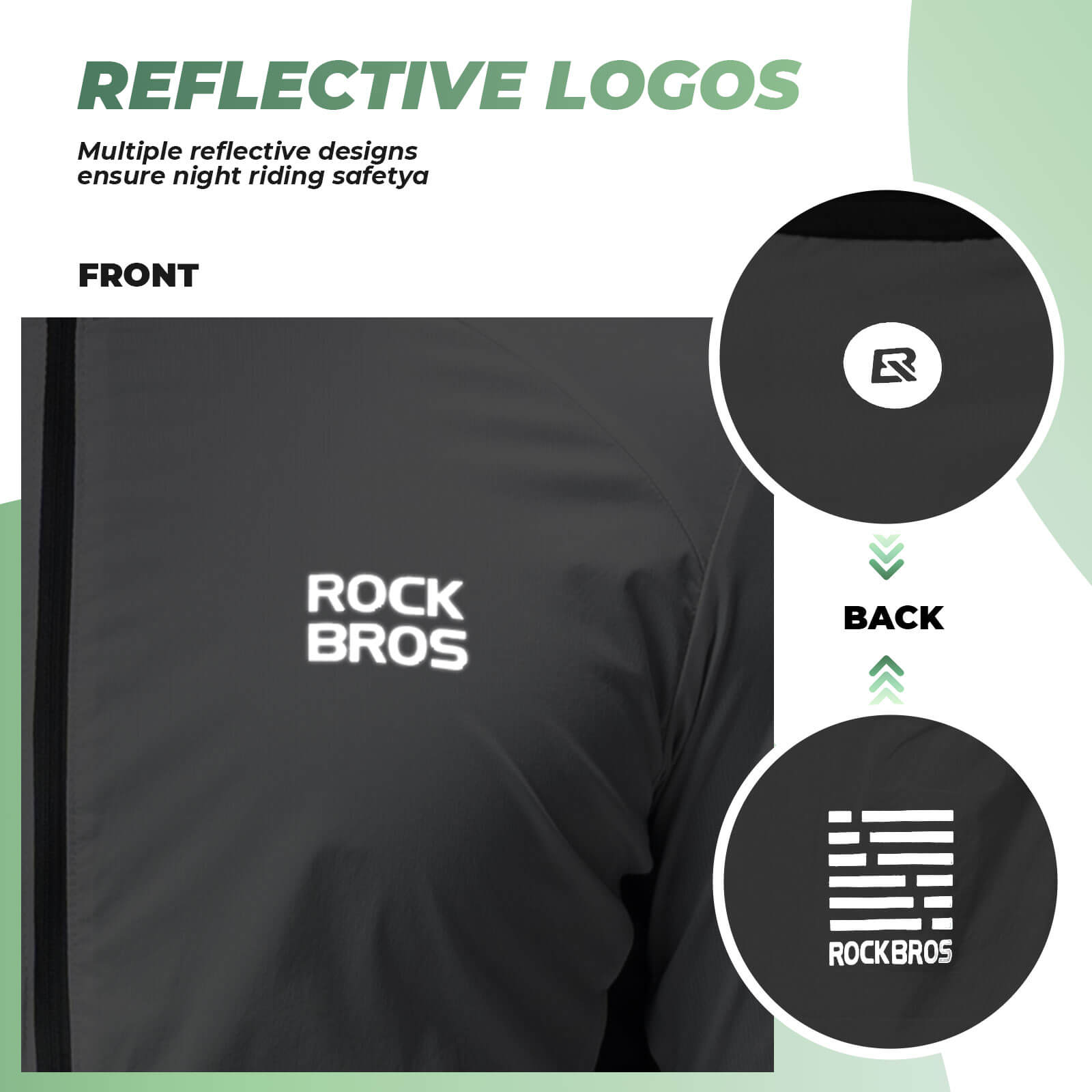 ROCKBROS ultra-light wind jacket, packable and breathable design ideal for wind protection during cycling and outdoor activities.