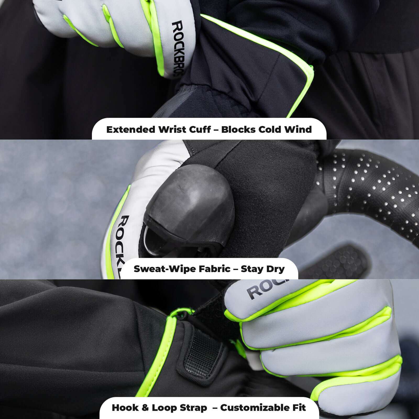 ROCKBROS Winter Cycling Gloves Reflective Thermal