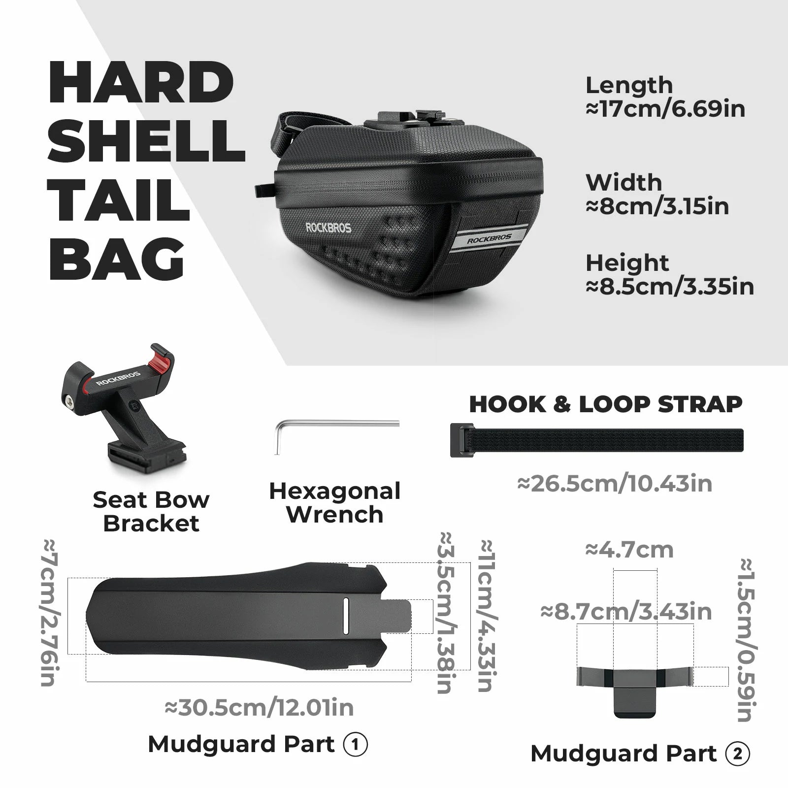 Cycling saddle bag 0.8L with mudguard for MTB and road bikes#Capacity_0.8L